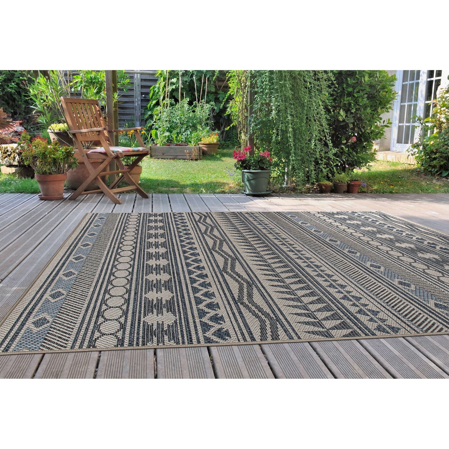 World Rug Gallery Moderner Bohemian Global Teppich für drinnen und draußen