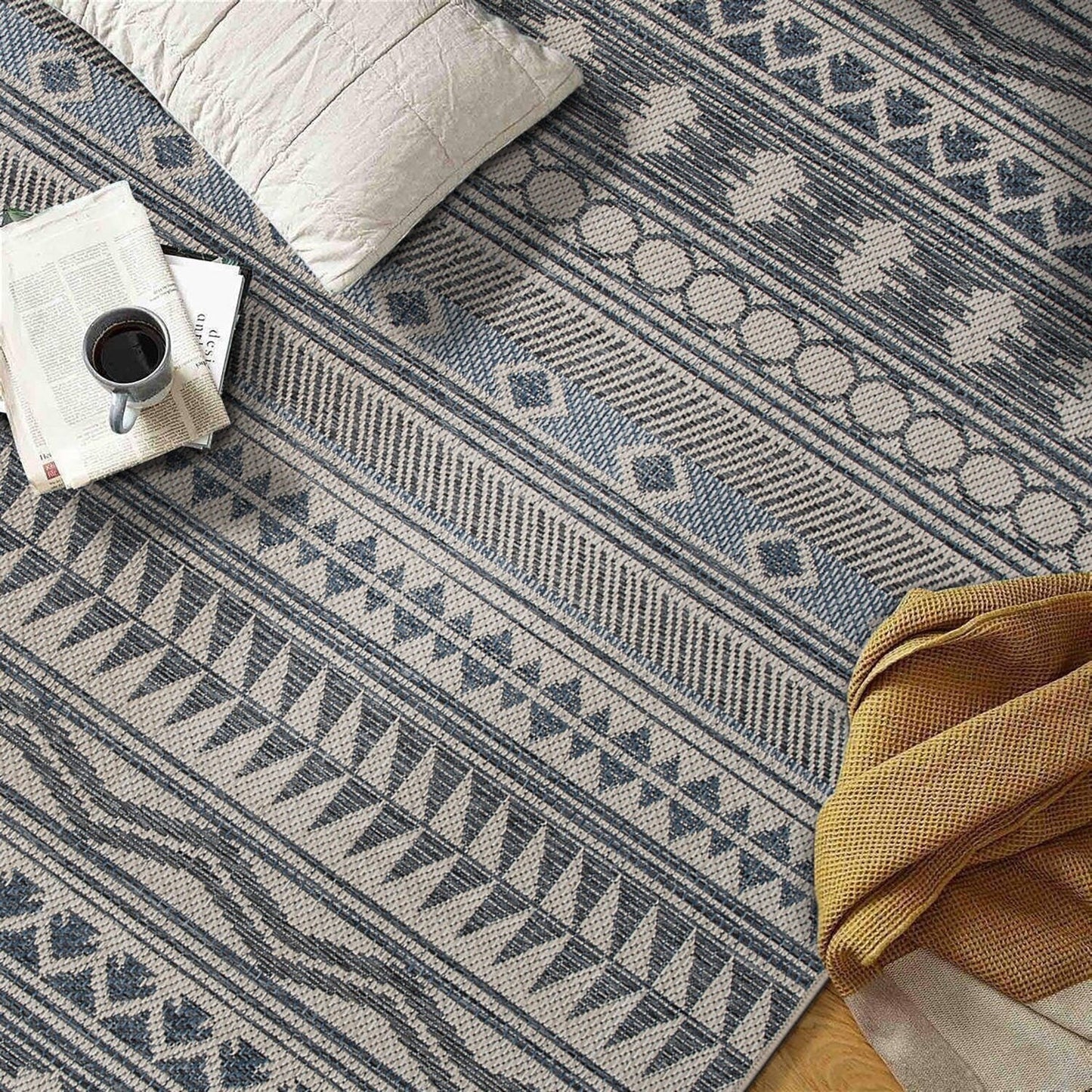 World Rug Gallery Moderner Bohemian Global Teppich für drinnen und draußen