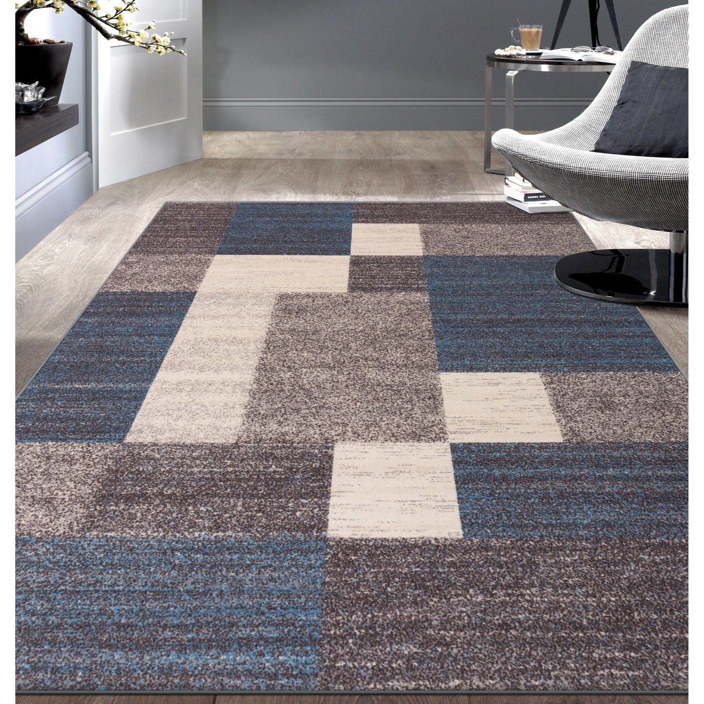 World Rug Gallery Rutschfester Teppich im modernen Boxen-Design