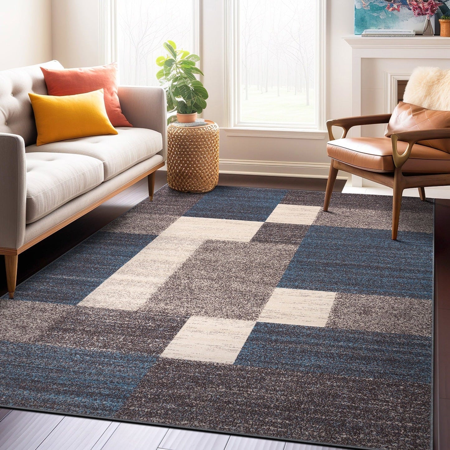 World Rug Gallery Rutschfester Teppich im modernen Boxen-Design