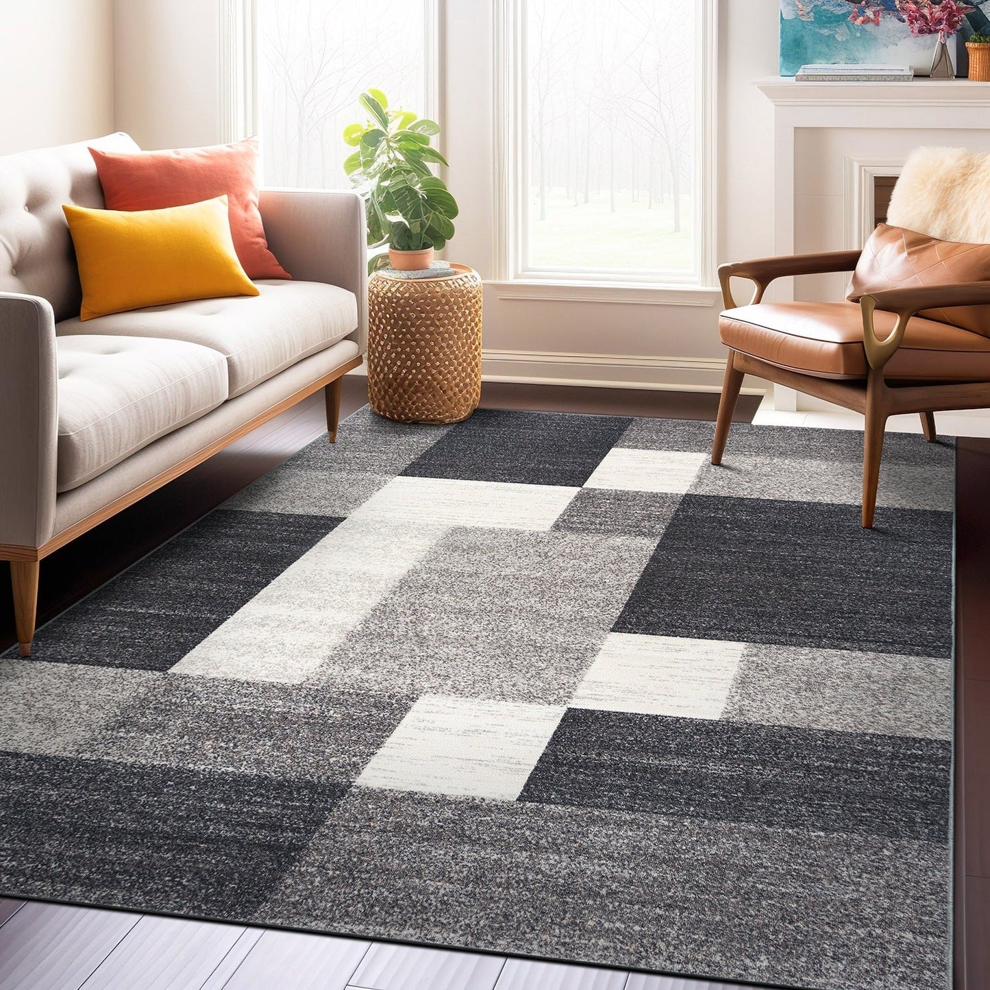 World Rug Gallery Rutschfester Teppich im modernen Boxen-Design