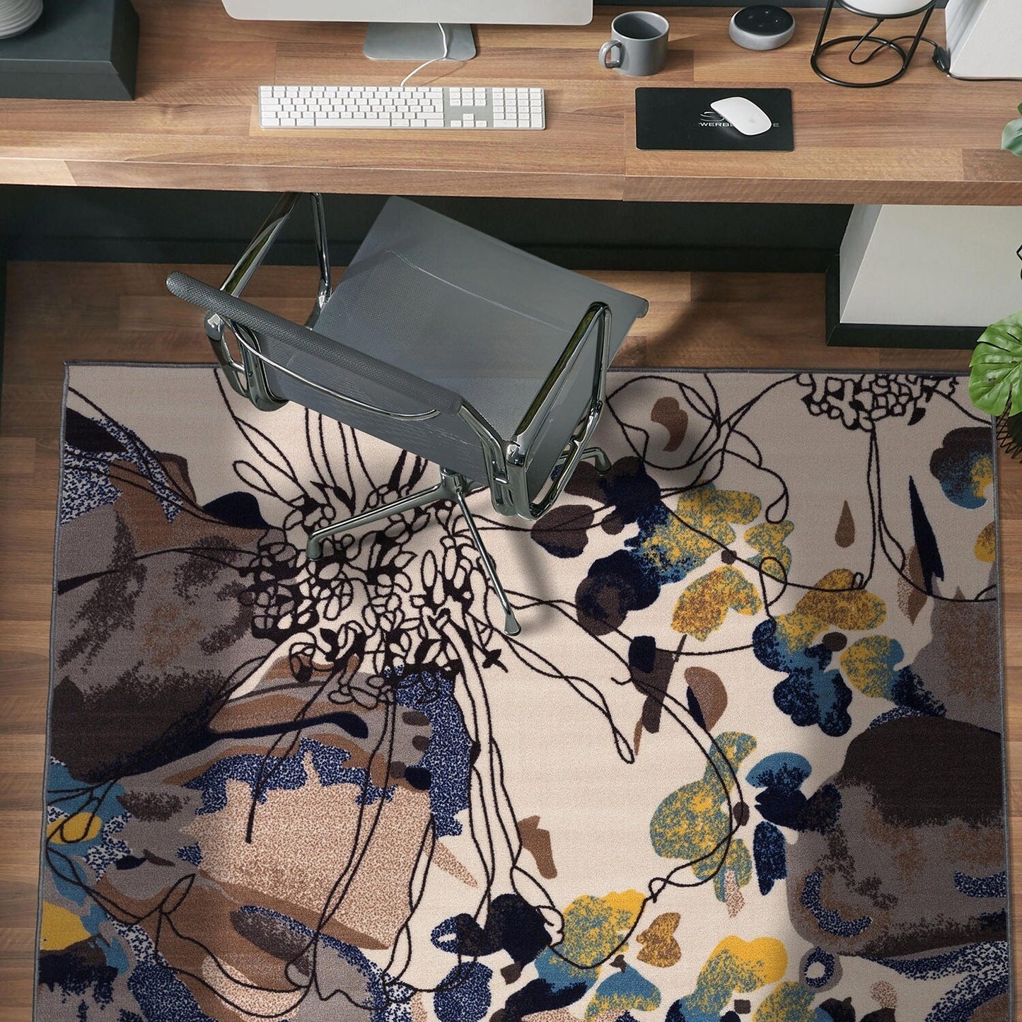 World Rug Gallery Moderner, rutschfester Teppich mit leuchtenden Blumen, mehrfarbig