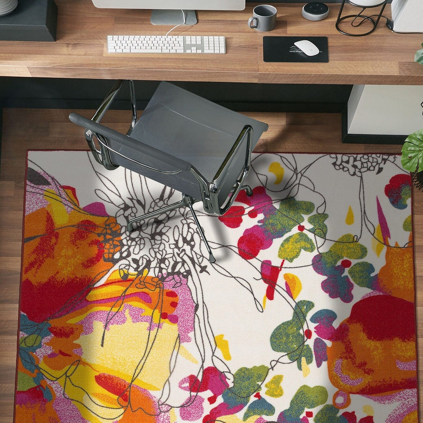 World Rug Gallery Moderner, rutschfester Teppich mit leuchtenden Blumen, mehrfarbig