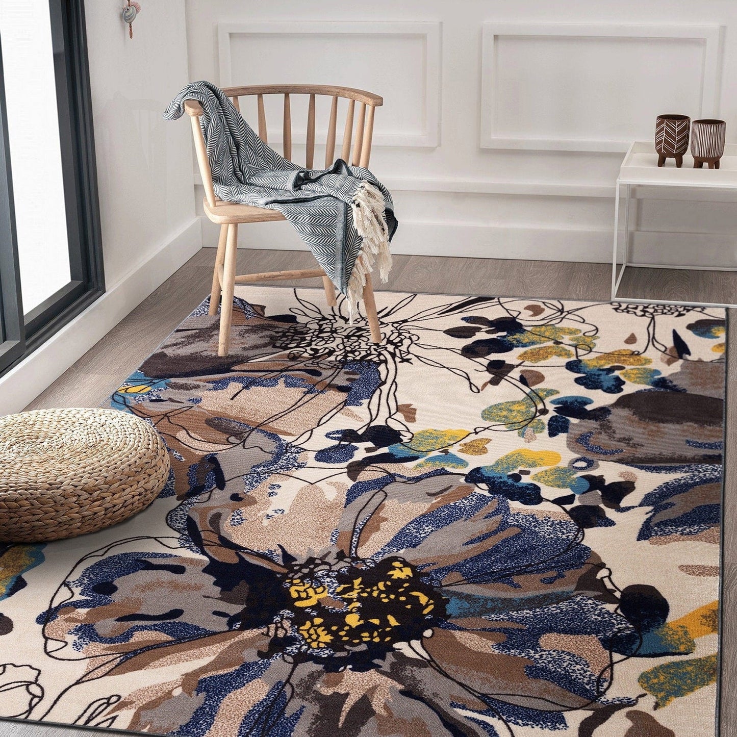 World Rug Gallery Moderner, rutschfester Teppich mit leuchtenden Blumen, mehrfarbig