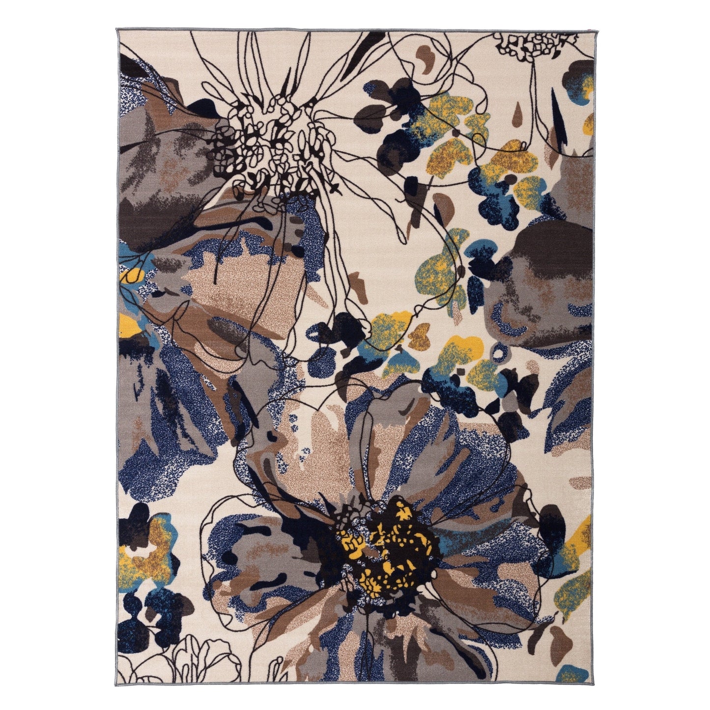 World Rug Gallery Moderner, rutschfester Teppich mit leuchtenden Blumen, mehrfarbig