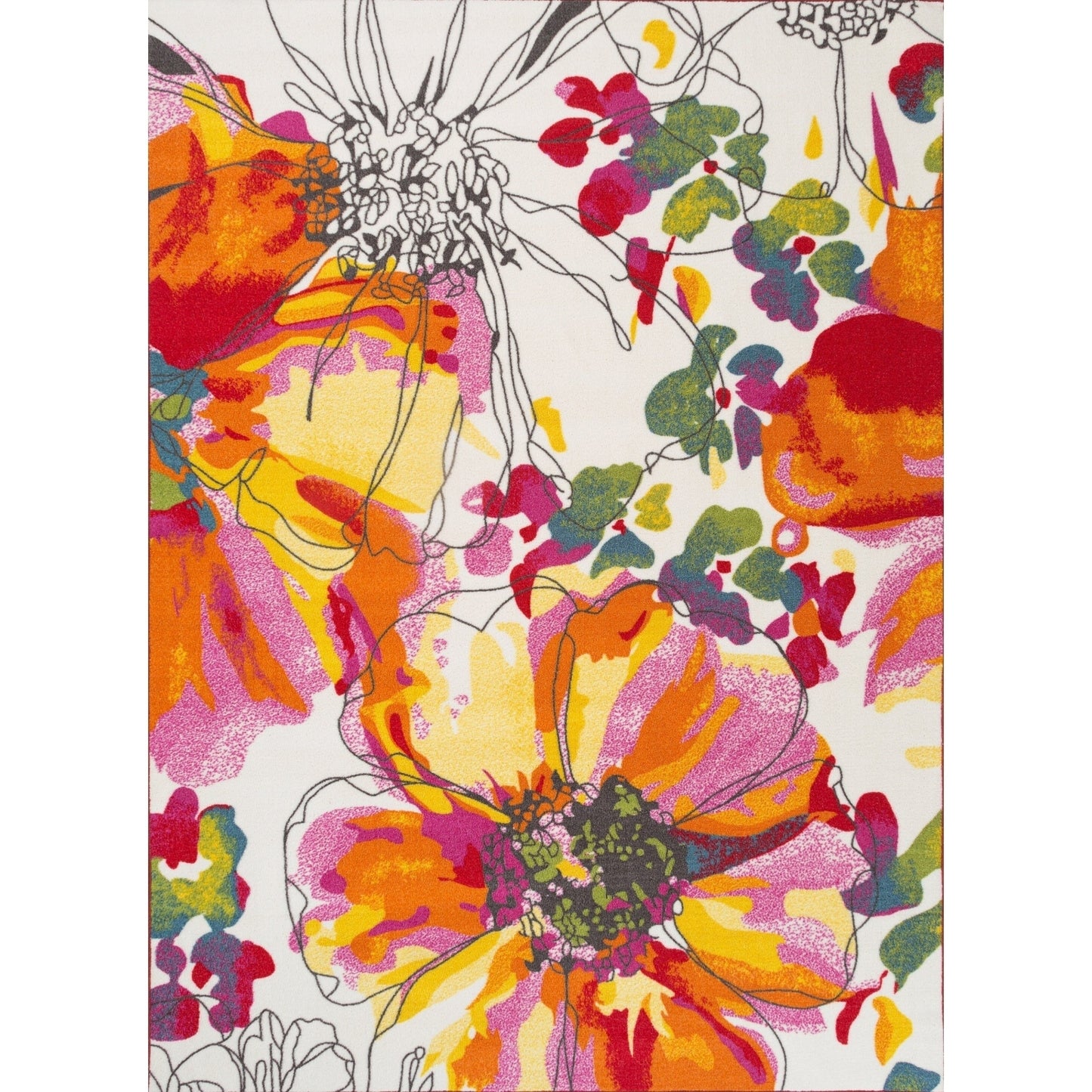 World Rug Gallery Moderner, rutschfester Teppich mit leuchtenden Blumen, mehrfarbig