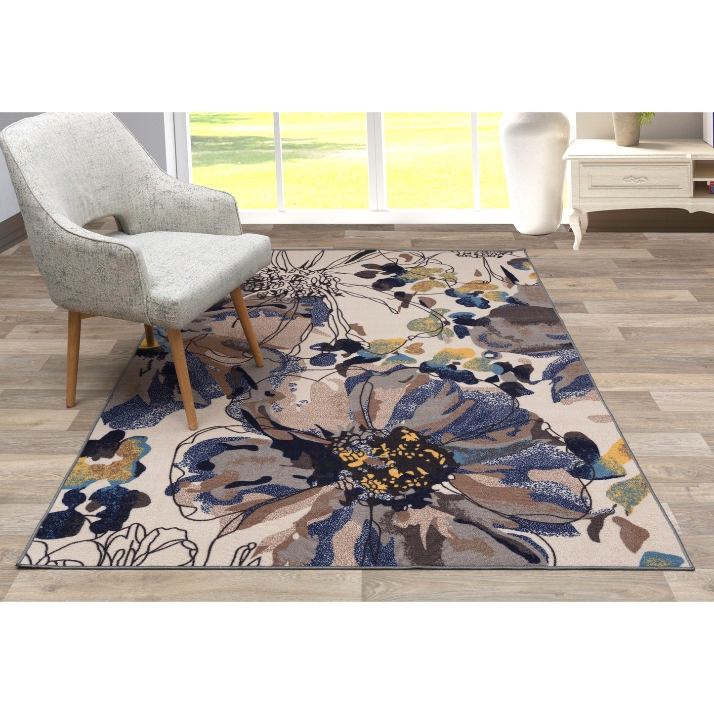 World Rug Gallery Moderner, rutschfester Teppich mit leuchtenden Blumen, mehrfarbig