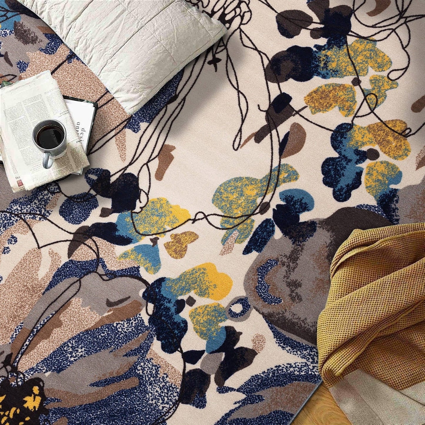 World Rug Gallery Moderner, rutschfester Teppich mit leuchtenden Blumen, mehrfarbig