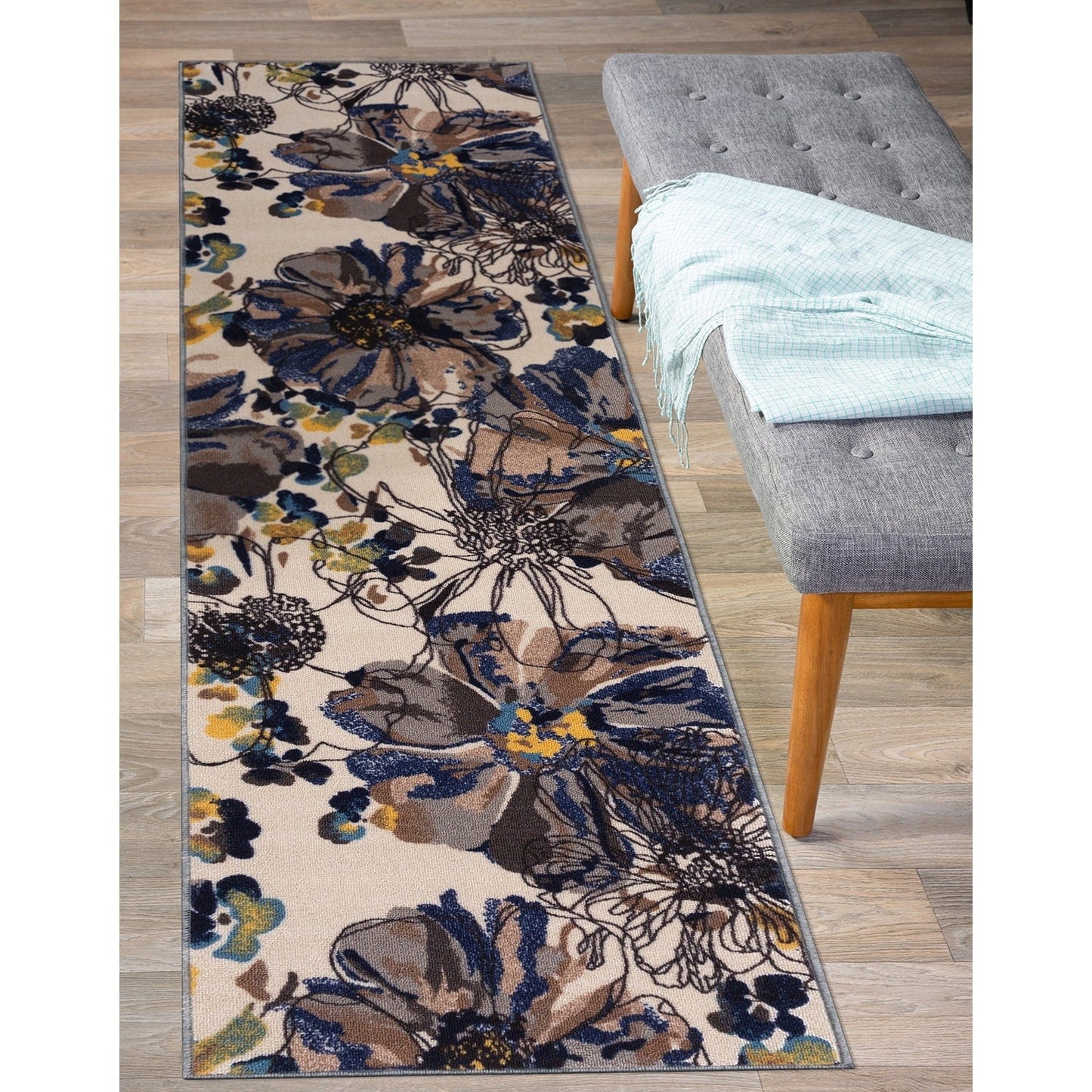 World Rug Gallery Moderner, rutschfester Teppich mit leuchtenden Blumen, mehrfarbig