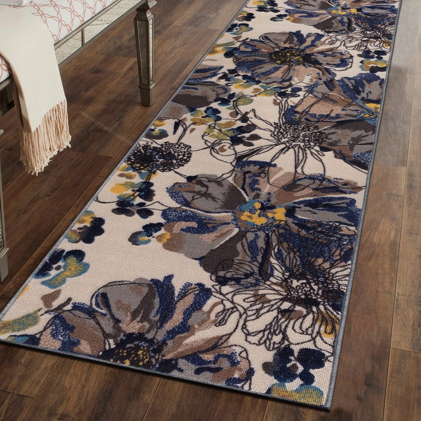 World Rug Gallery Moderner, rutschfester Teppich mit leuchtenden Blumen, mehrfarbig