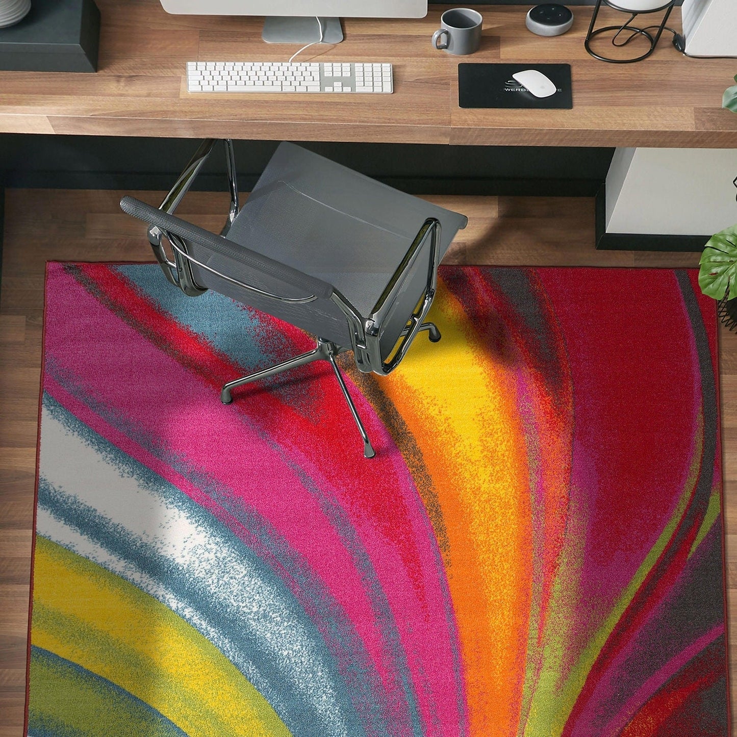 World Rug Gallery Moderner, zeitgenössischer, mehrfarbiger, rutschfester Teppich mit Wellenmuster
