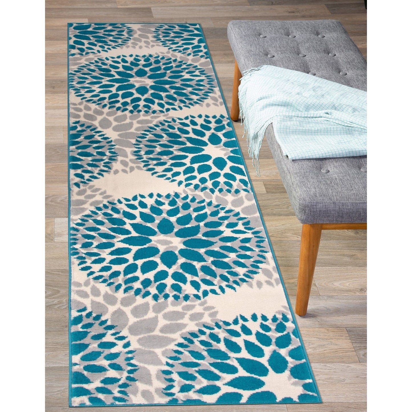 World Rug Gallery Moderner Teppich mit floralen Kreisen