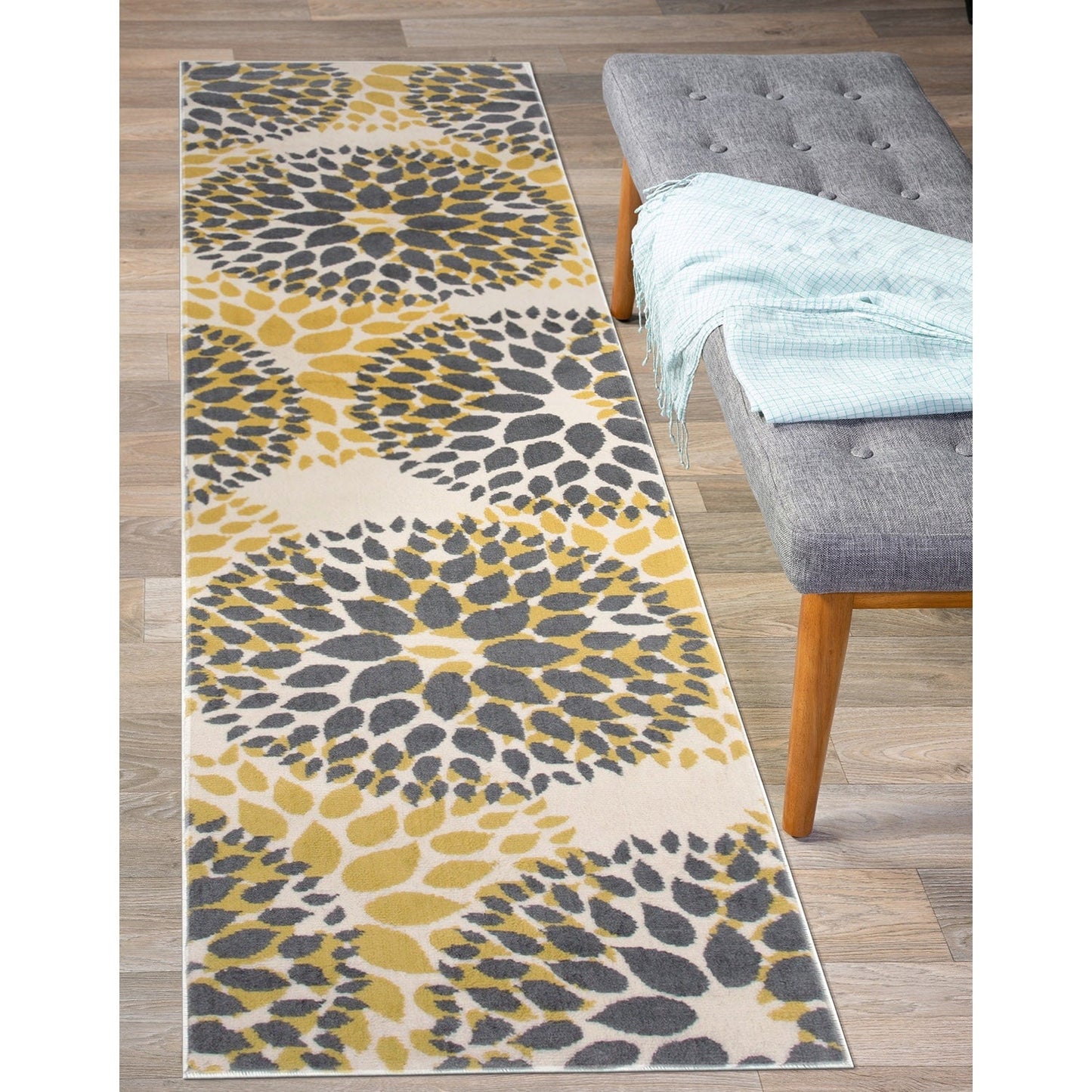 World Rug Gallery Moderner Teppich mit floralen Kreisen