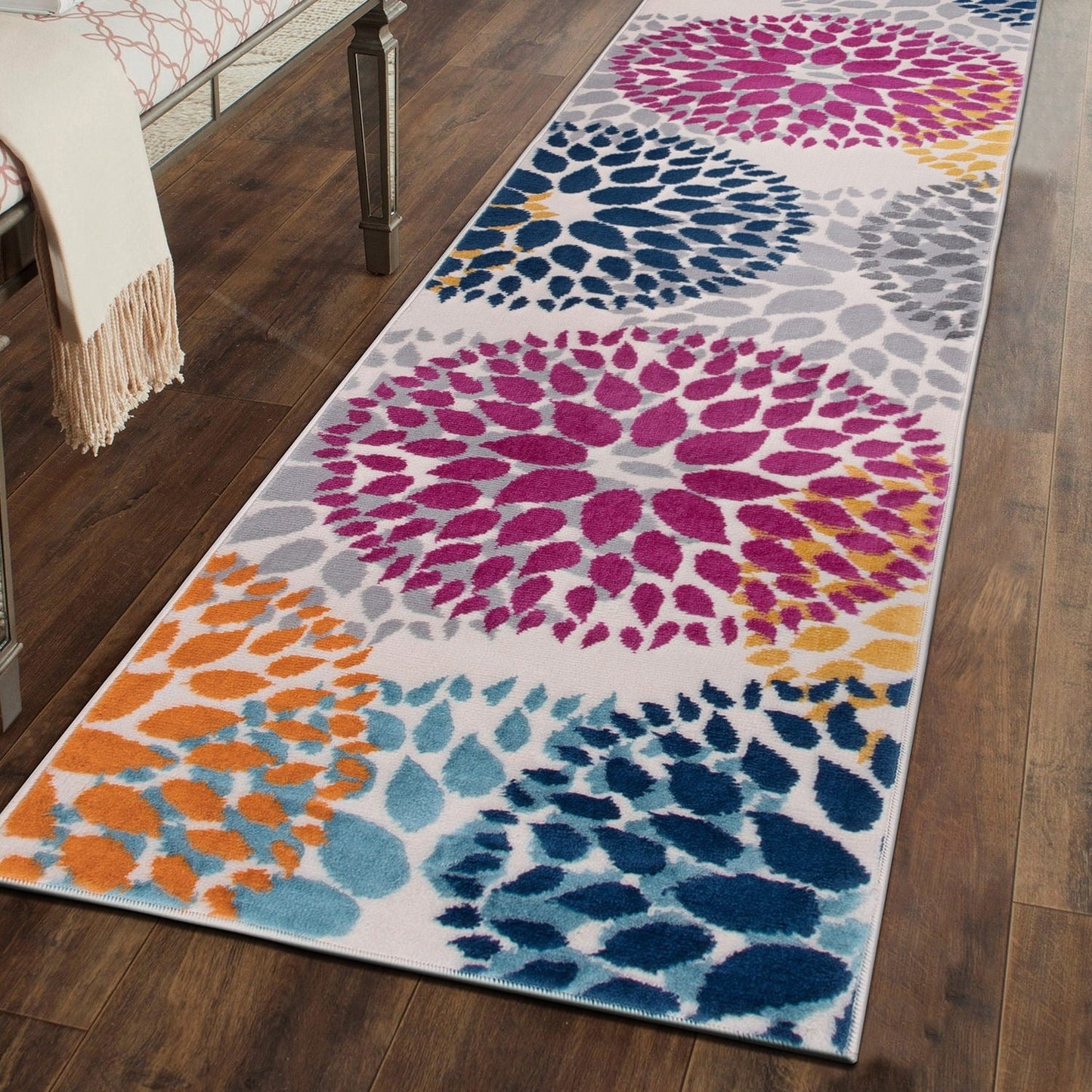 World Rug Gallery Moderner Teppich mit floralen Kreisen