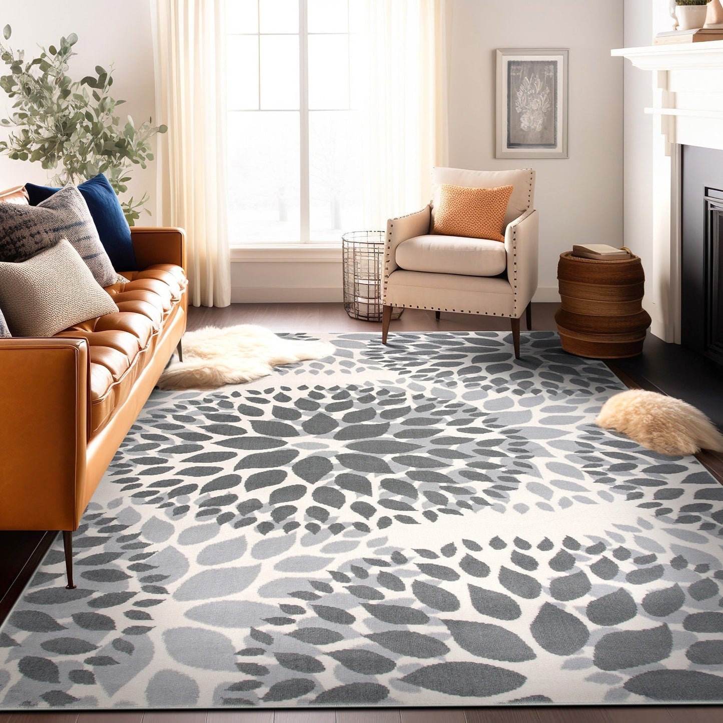 World Rug Gallery Moderner Teppich mit floralen Kreisen