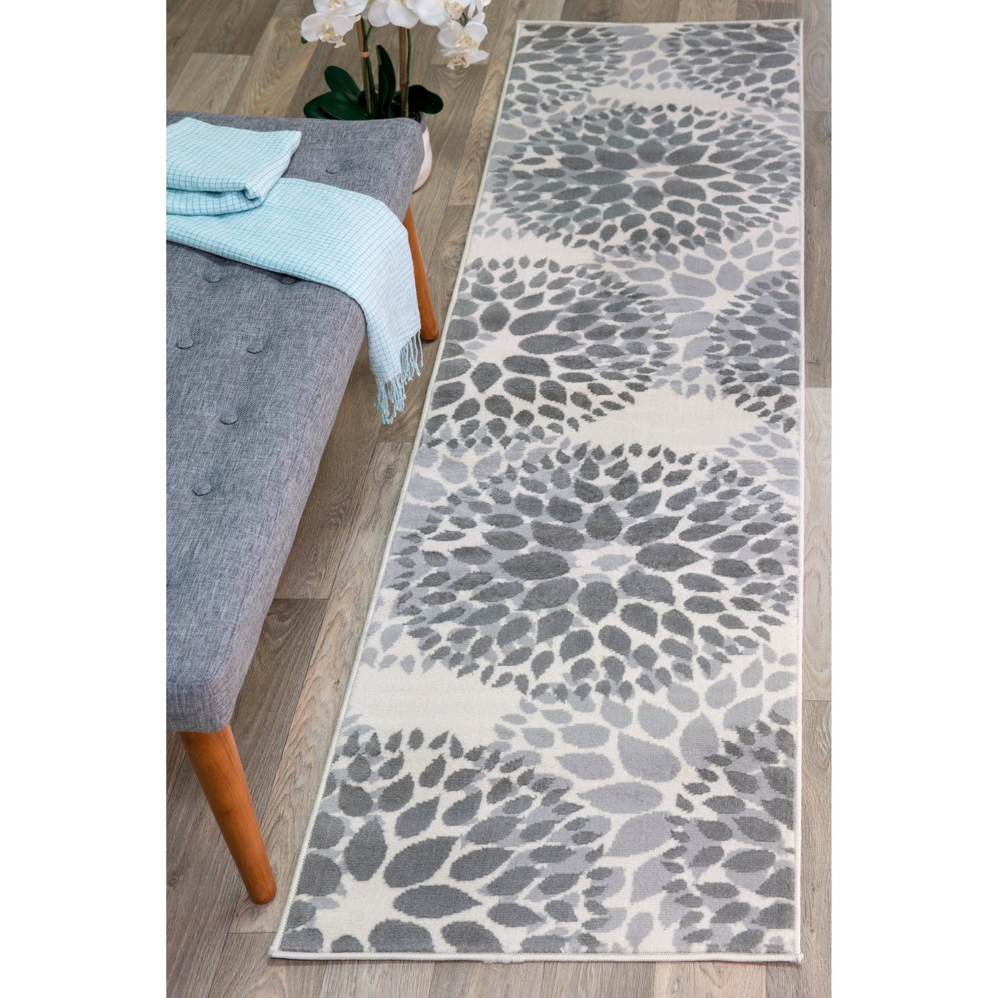 World Rug Gallery Moderner Teppich mit floralen Kreisen