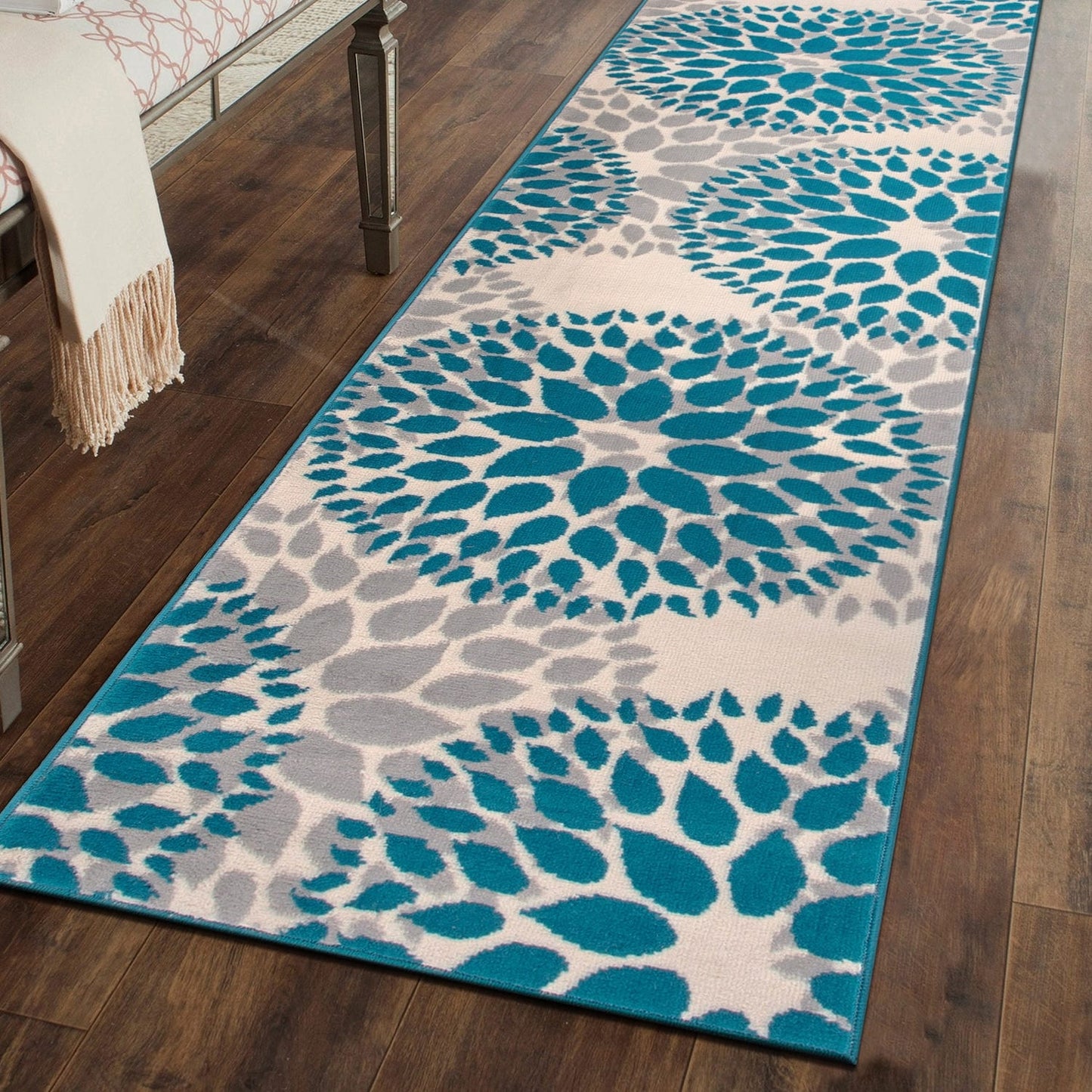 World Rug Gallery Moderner Teppich mit floralen Kreisen
