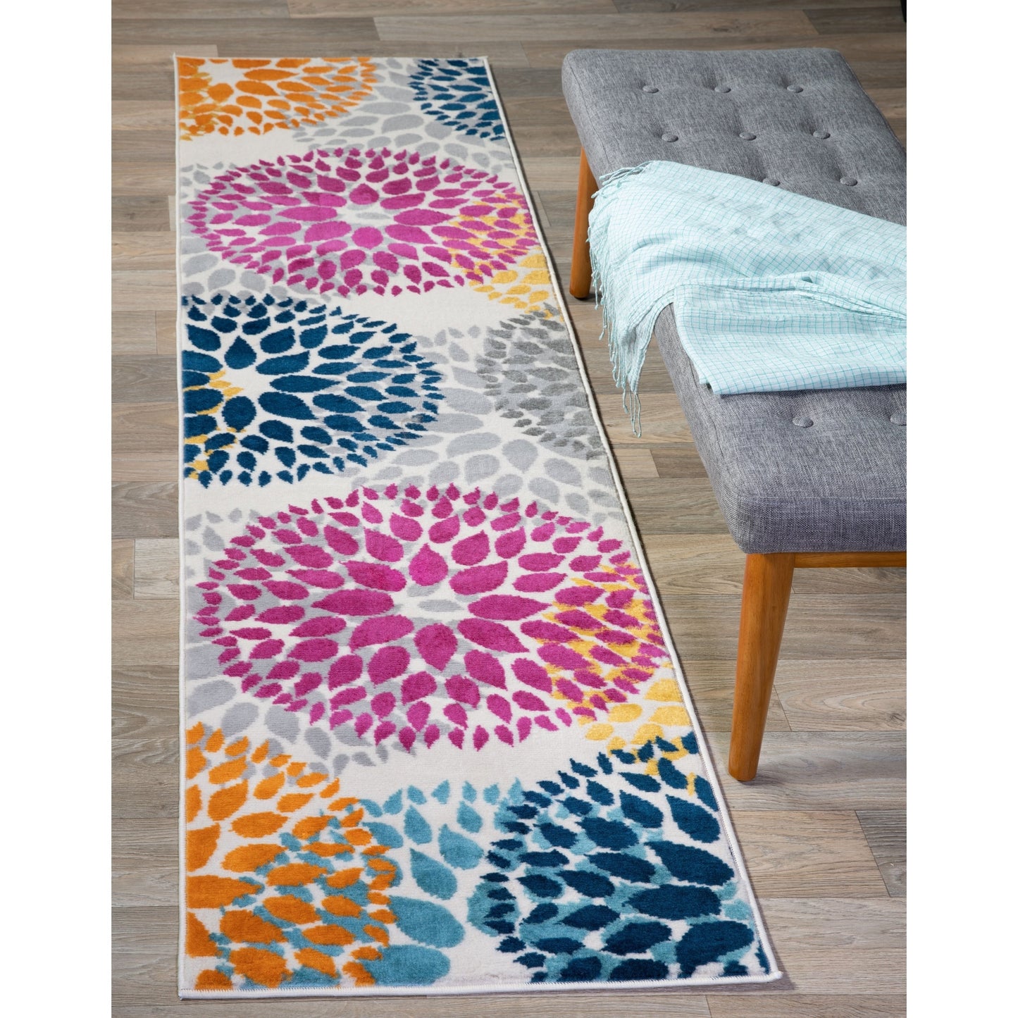 World Rug Gallery Moderner Teppich mit floralen Kreisen