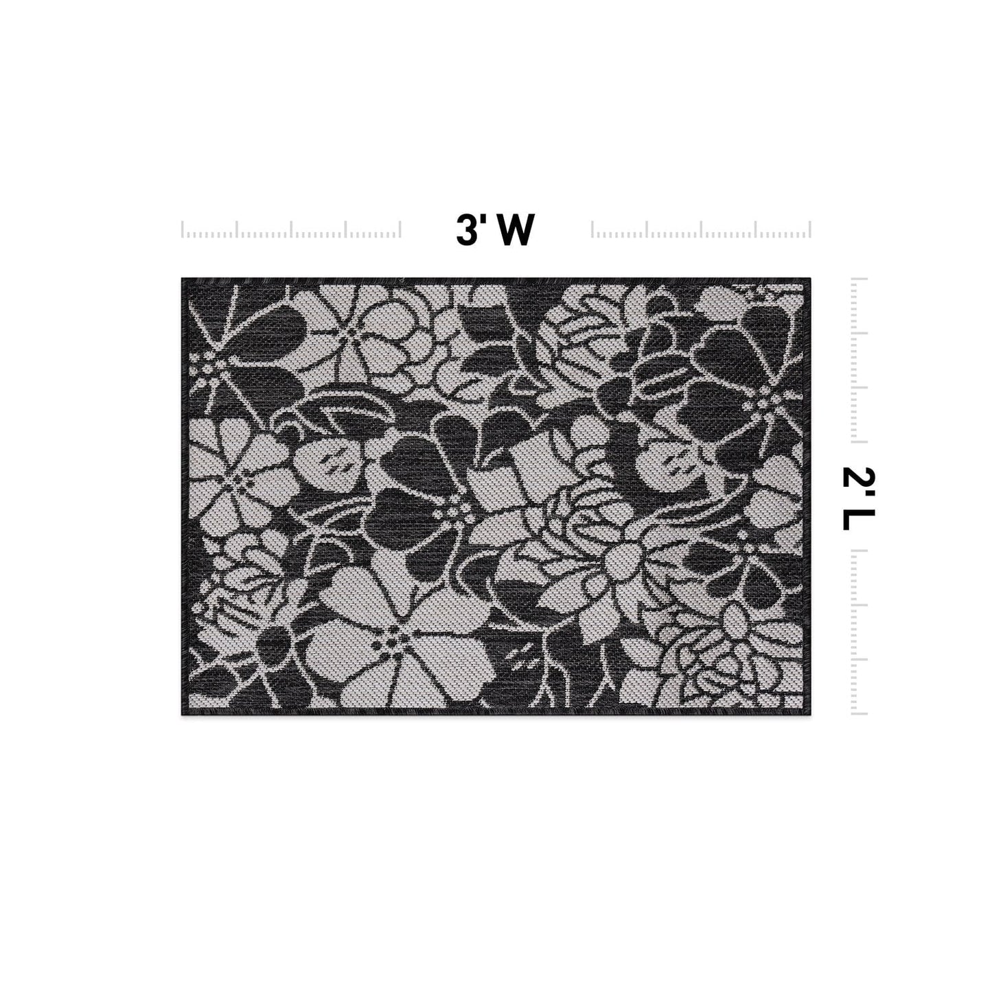 World Rug Gallery Modern Floral Flowers Textured Flat Weave Indoor/Outdoor Area Rug