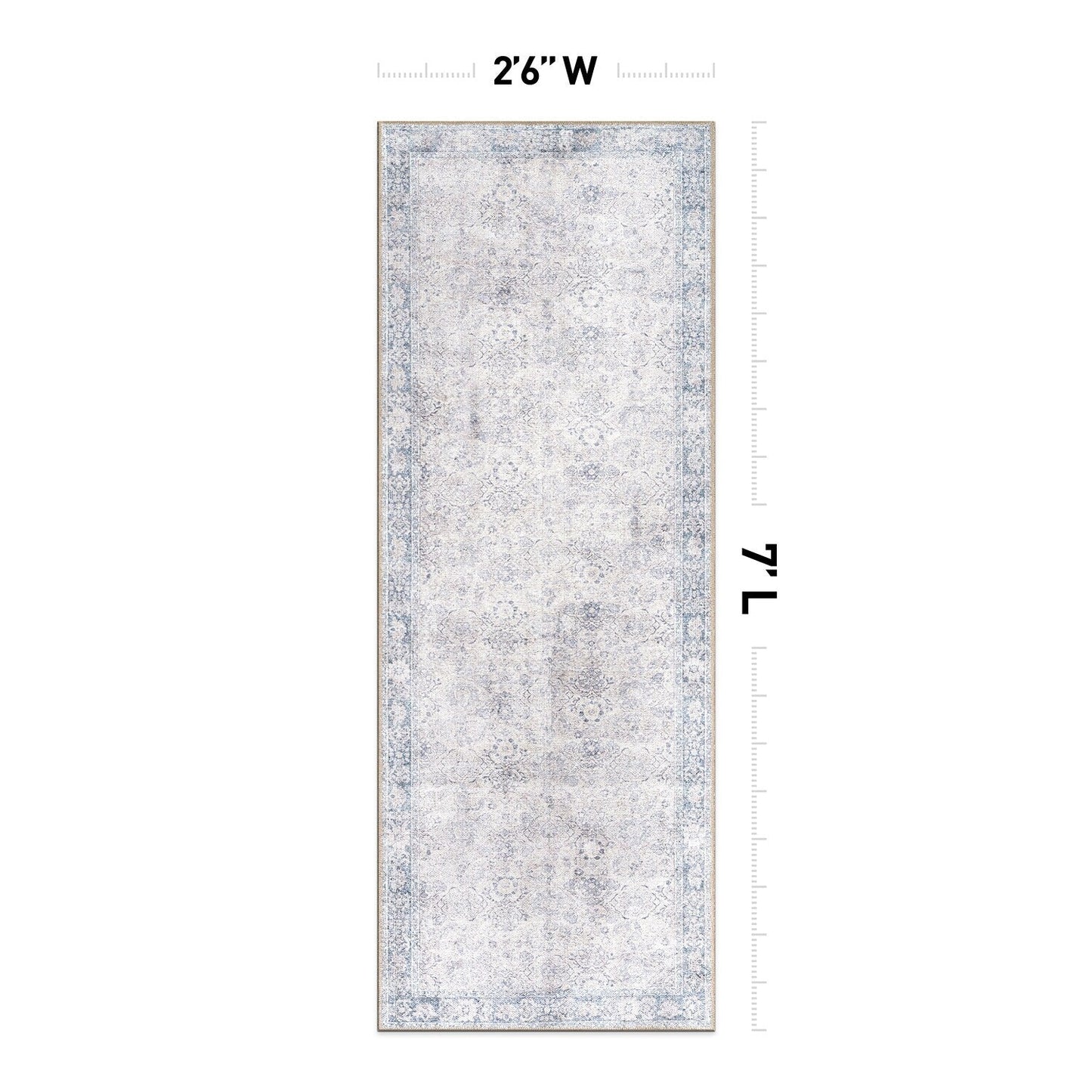 World Rug Gallery Transitional Bordered Vintage Machine Washable Non Slip Area Rug