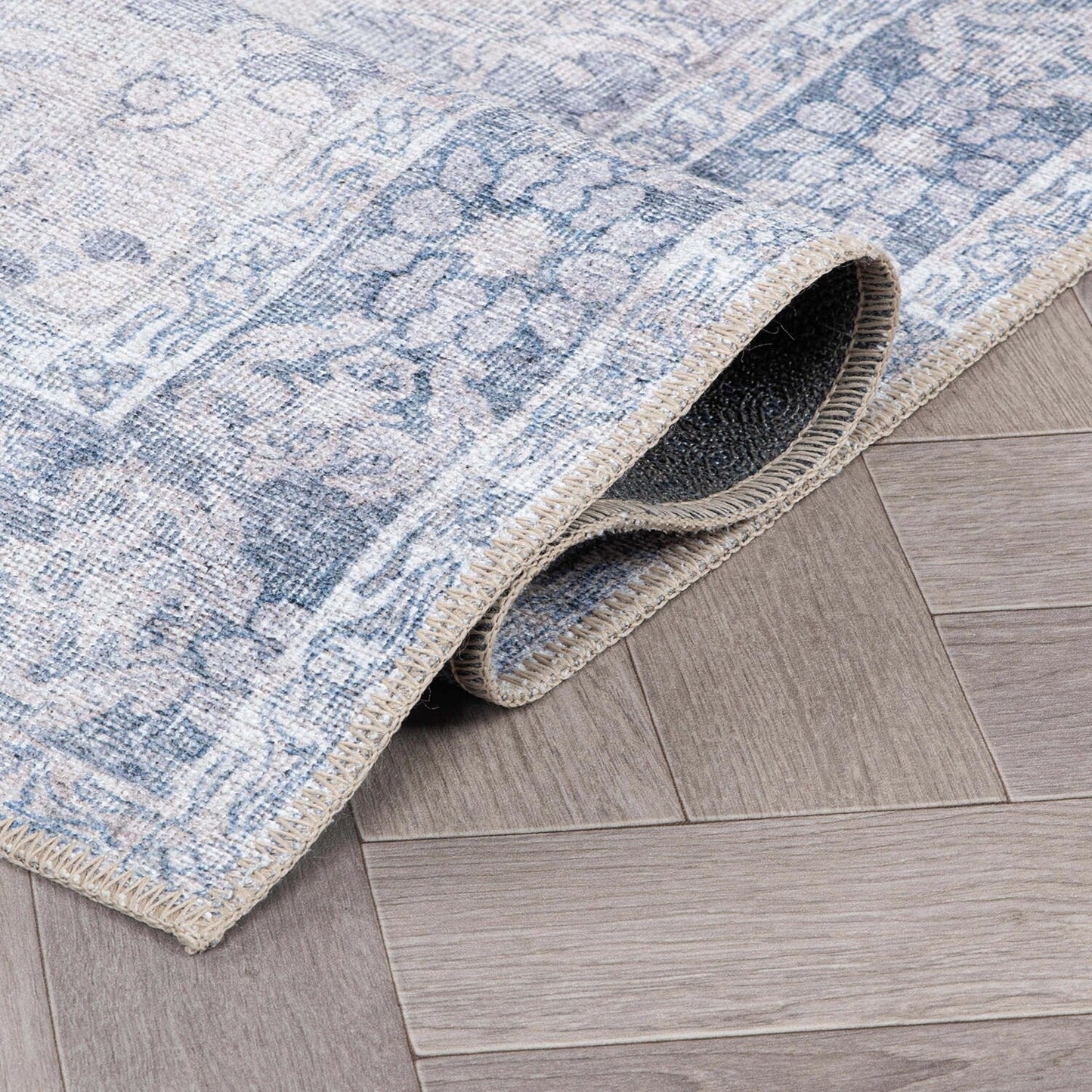 World Rug Gallery Transitional Bordered Vintage Machine Washable Non Slip Area Rug