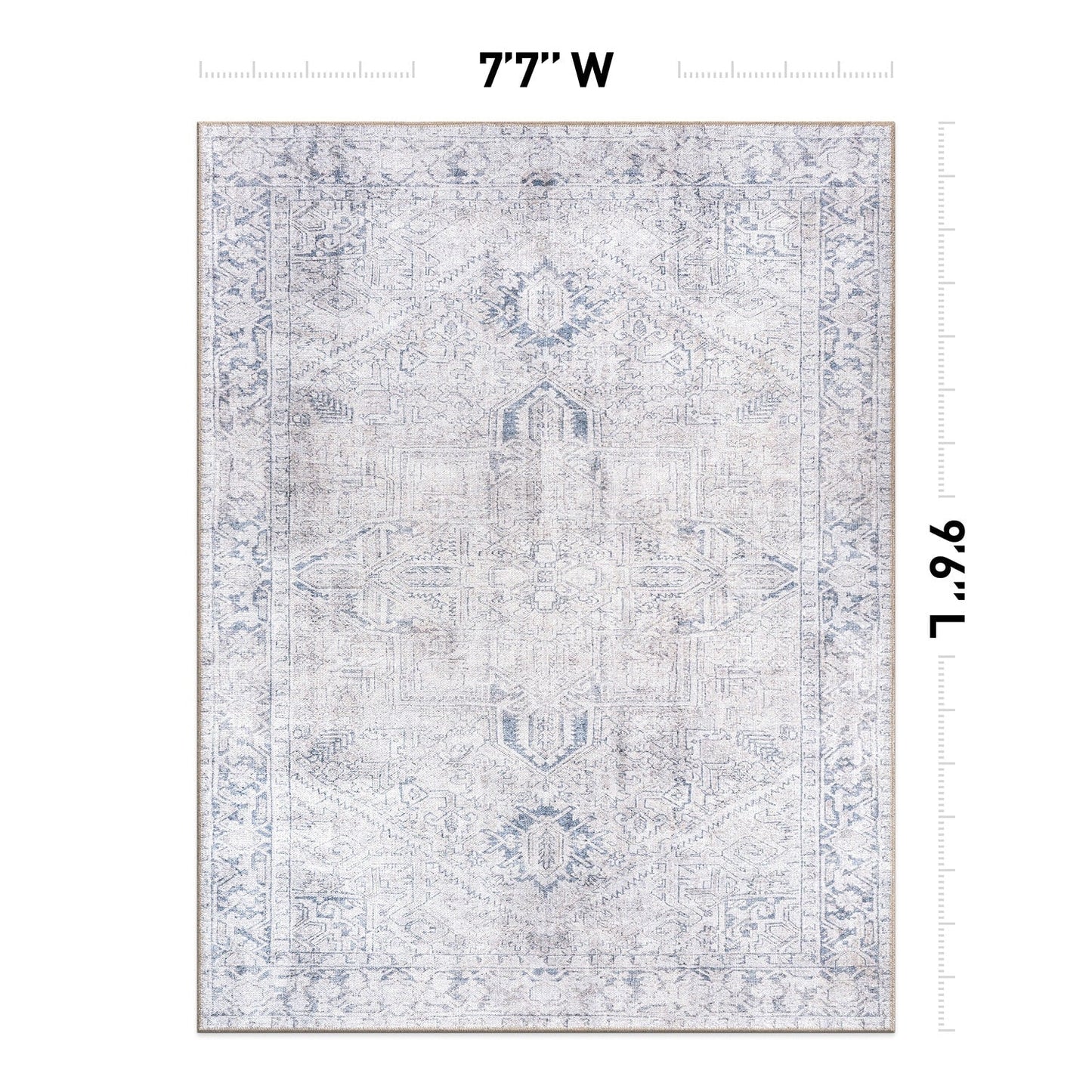 World Rug Gallery Vintage Boho Medallion Machine Washable Non Slip Area Rug
