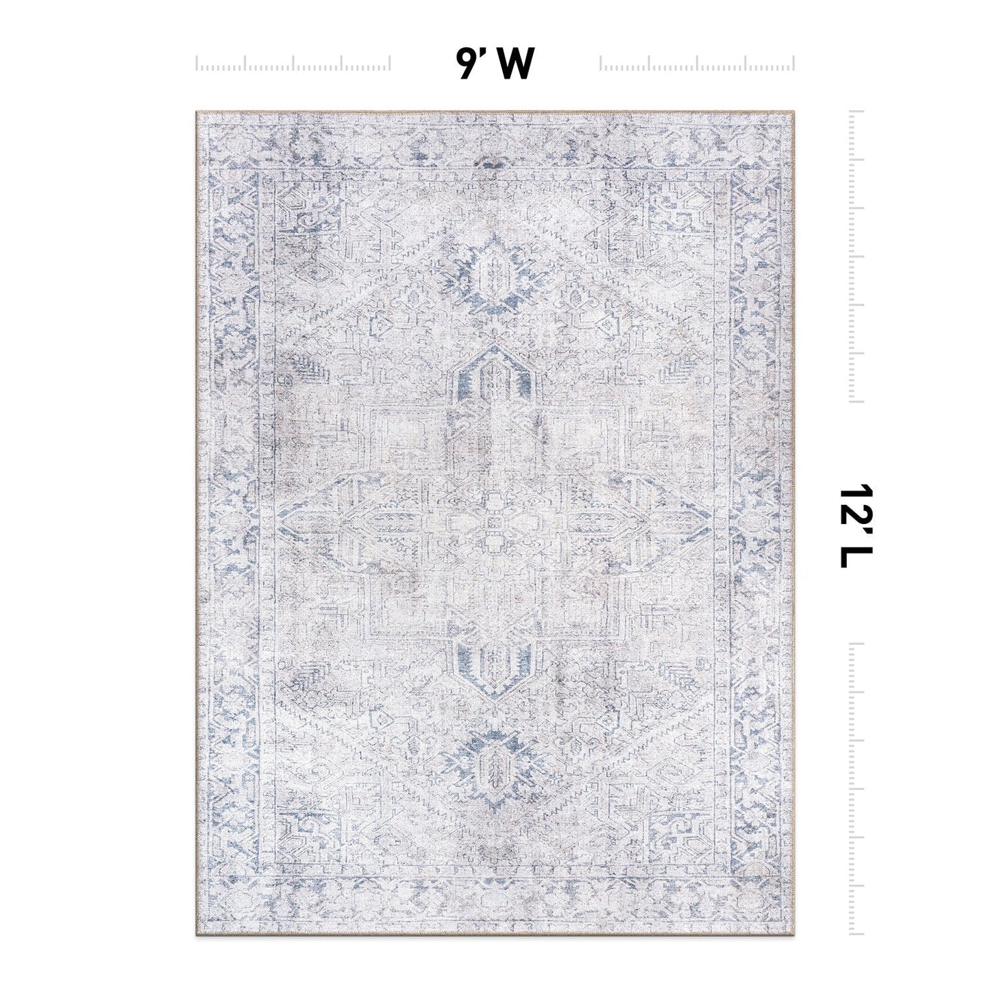 World Rug Gallery Vintage Boho Medallion Machine Washable Non Slip Area Rug