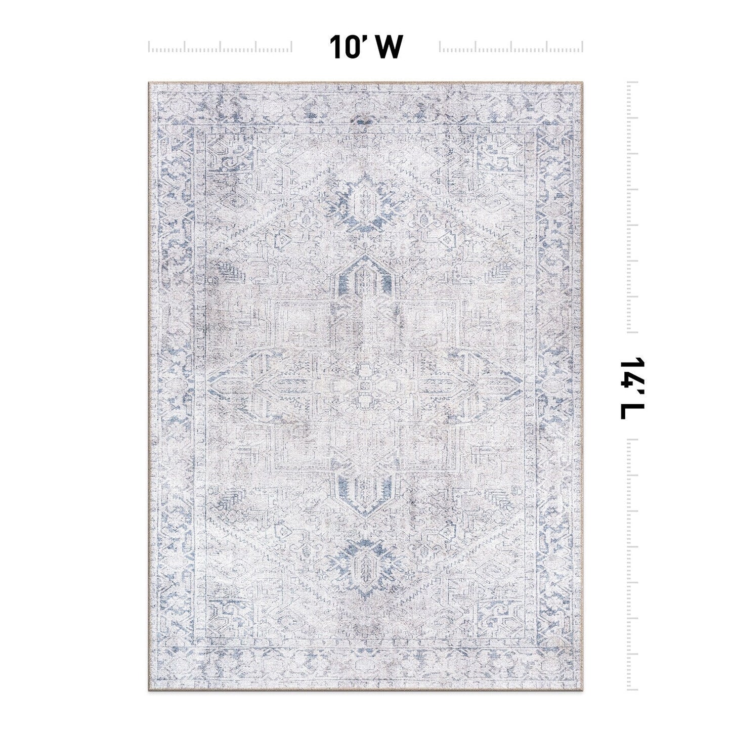 World Rug Gallery Vintage Boho Medallion Machine Washable Non Slip Area Rug