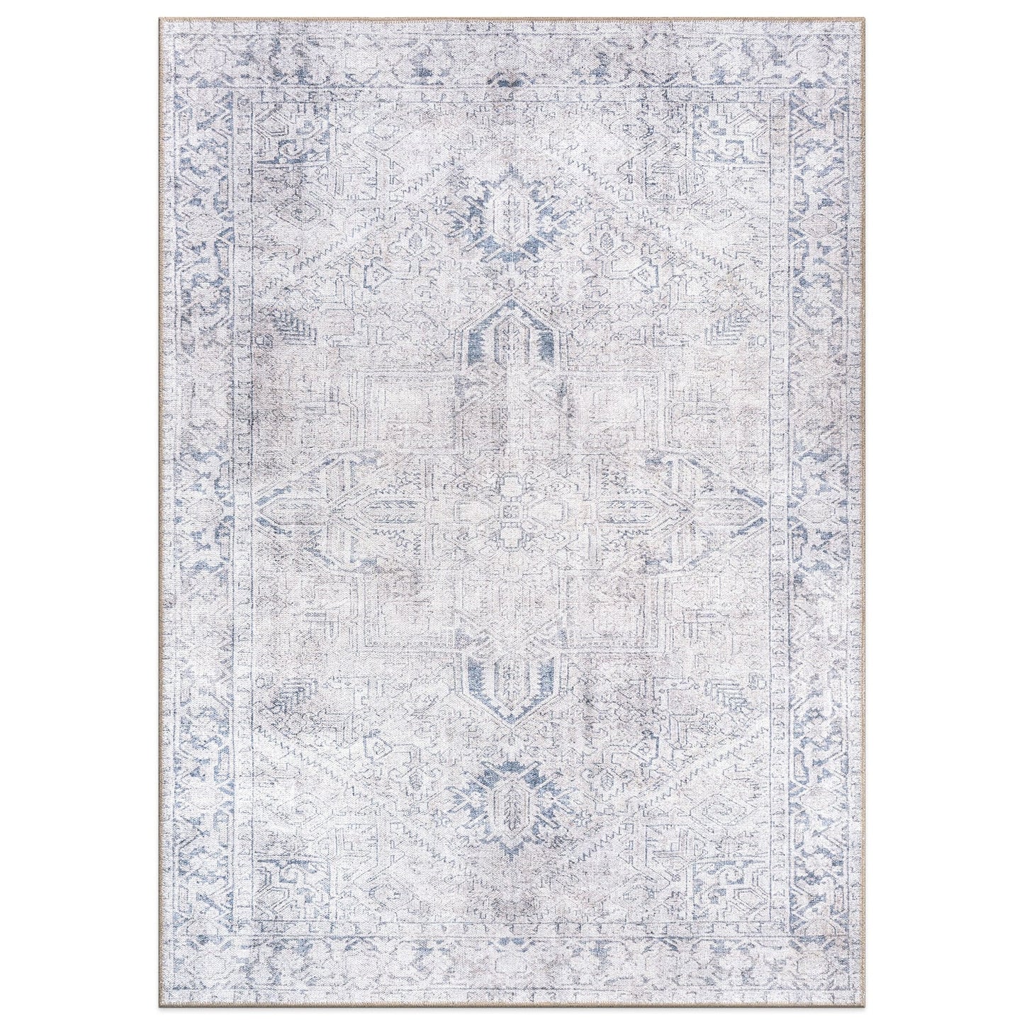 World Rug Gallery Vintage Boho Medallion Machine Washable Non Slip Area Rug
