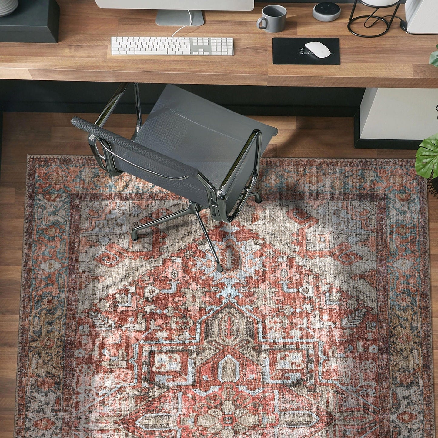 World Rug Gallery Vintage Boho Medallion Machine Washable Non Slip Area Rug