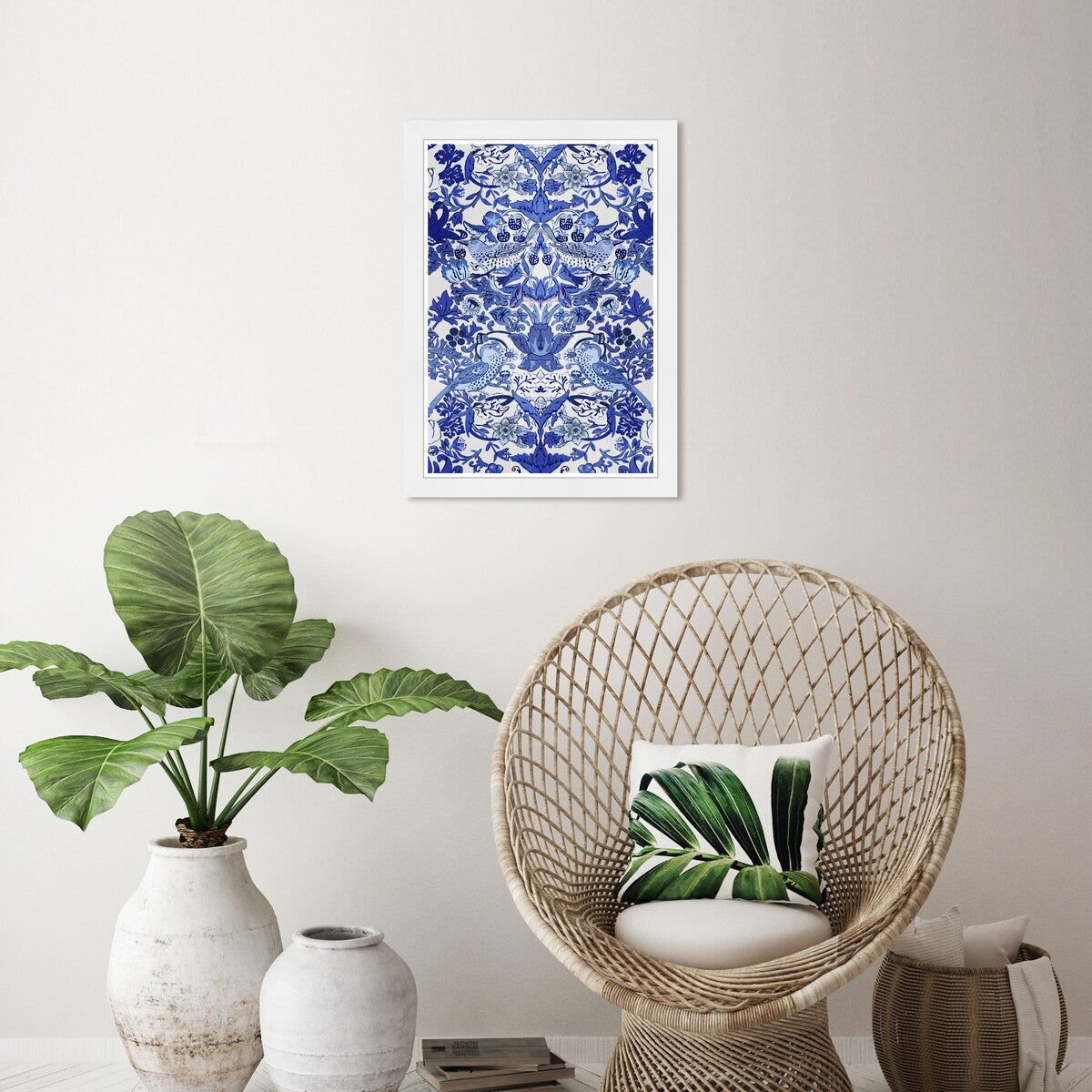 Wynwood Studio Tropical Collage Blau gerahmte tropische Chinoiserie-Kunstdrucke
