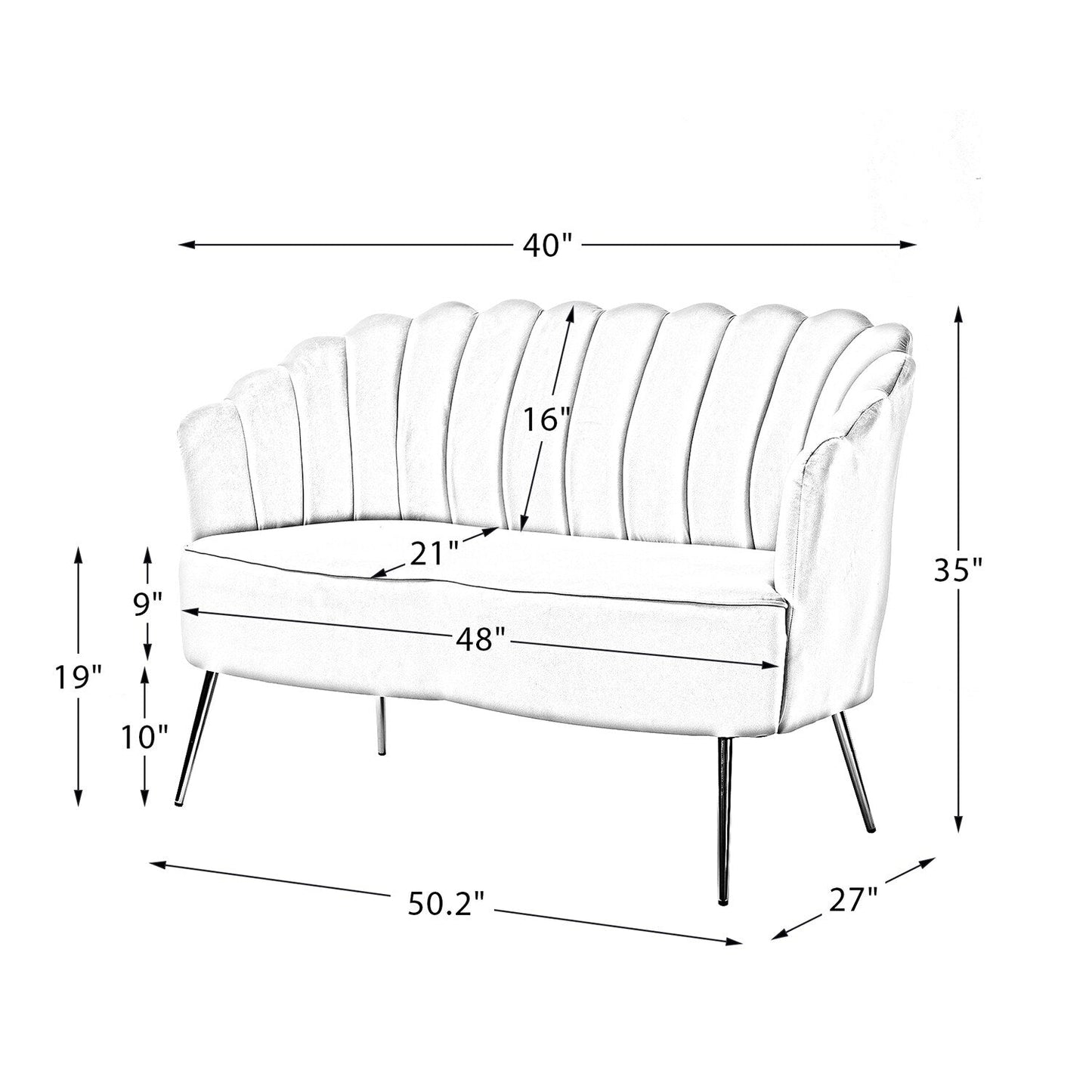 Xabier 52''Loveseat with Flower Shaped Back Design