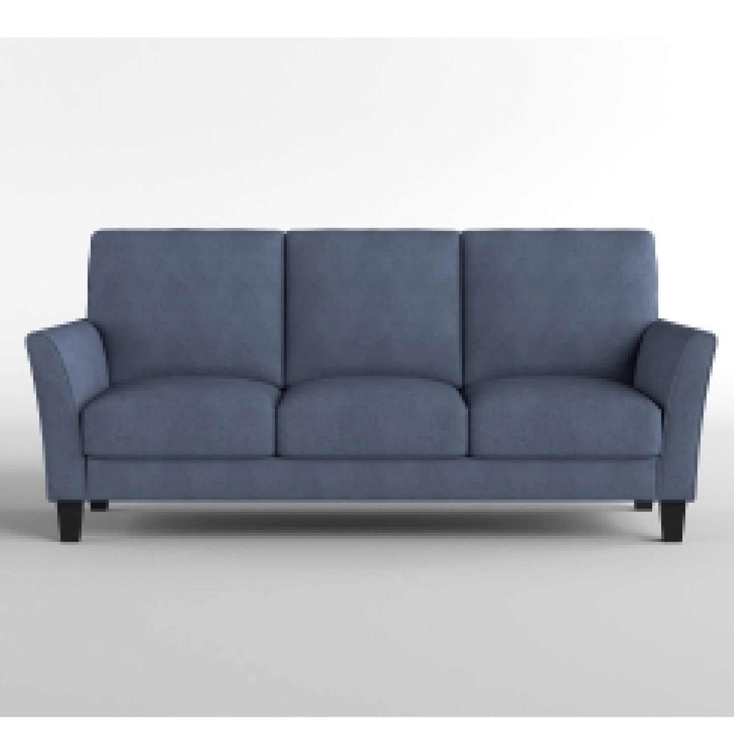 Xumo Sofa, Blue Fabric, 79 Inch, Black Tapered Wood Legs