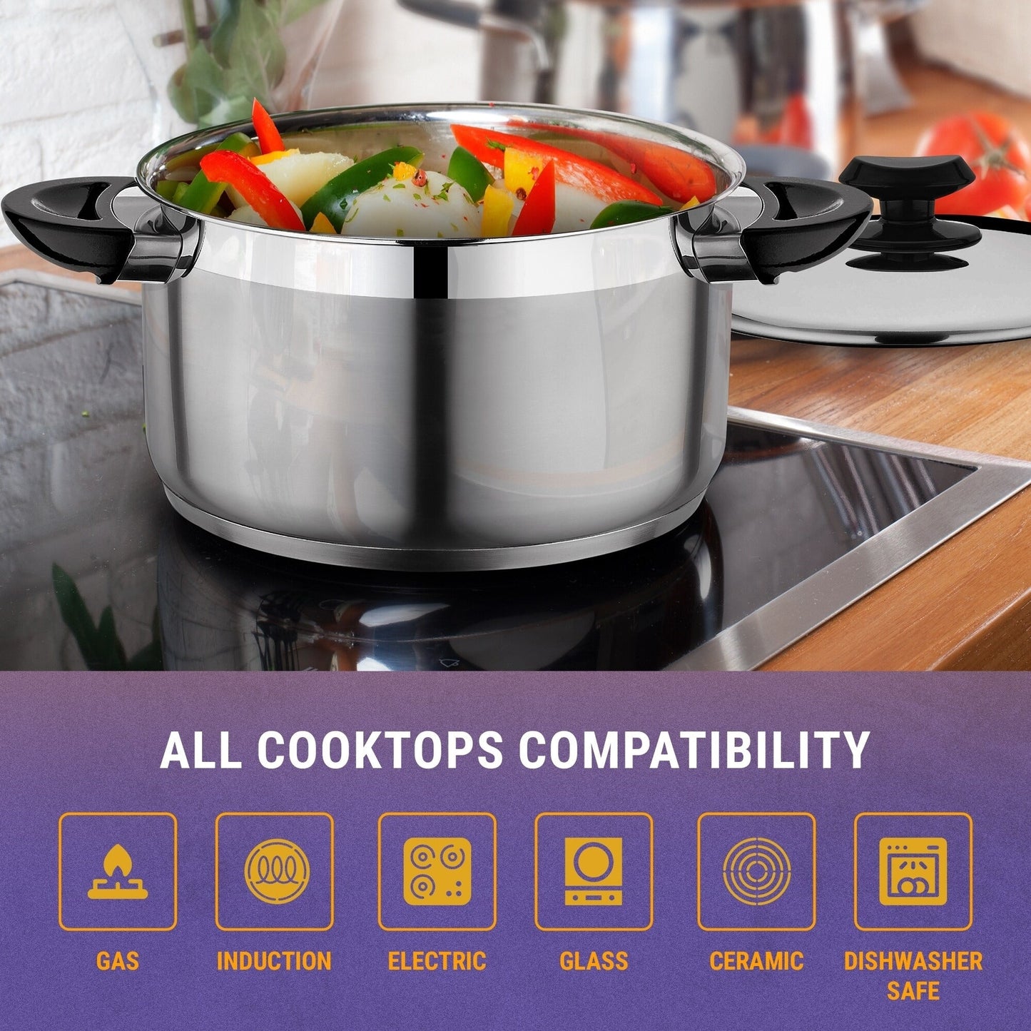 YBM Home Professional Chef's Suppentopf aus Edelstahl 18/10, induktionsgeeignet