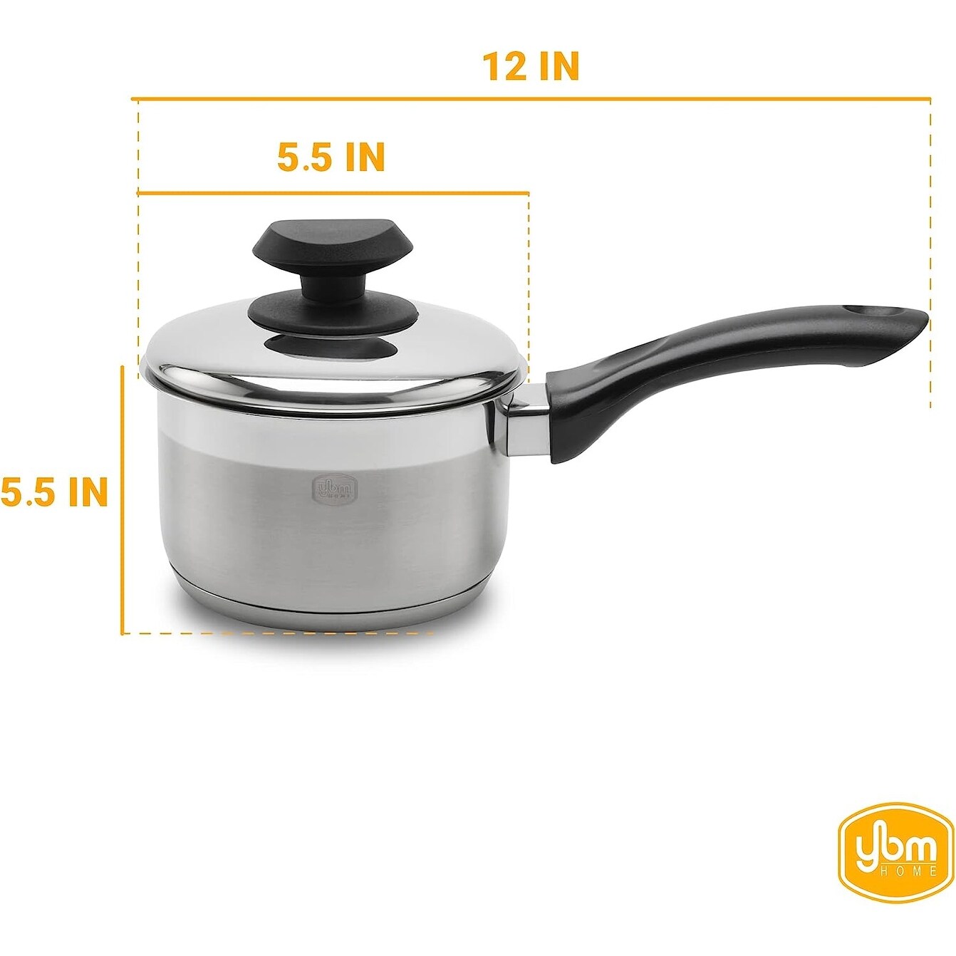 YBM Home Professional Chef's Soßentopf aus Edelstahl 18/10, abgedeckt, dreilagiger Kapselboden mit Griff, induktionsgeeignet