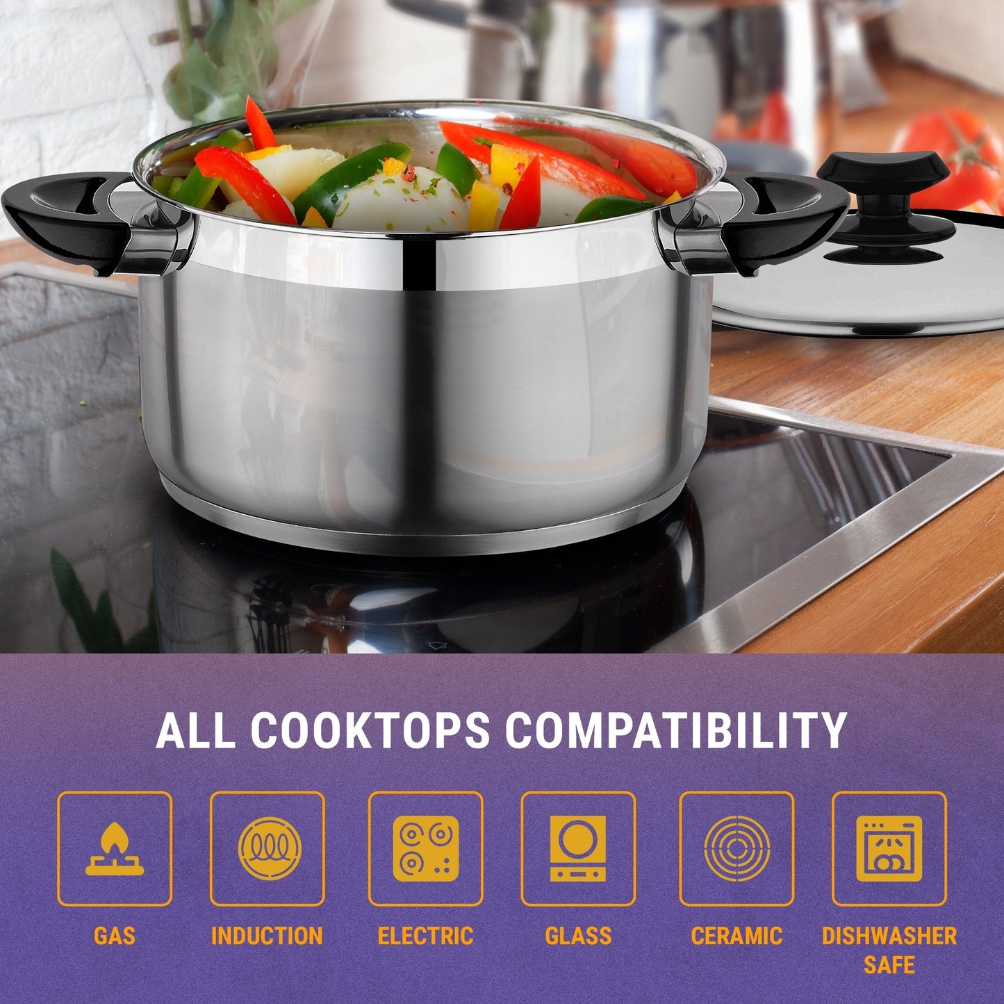YBM Home Professional Chef's Suppentopf aus Edelstahl 18/10, induktionsgeeignet