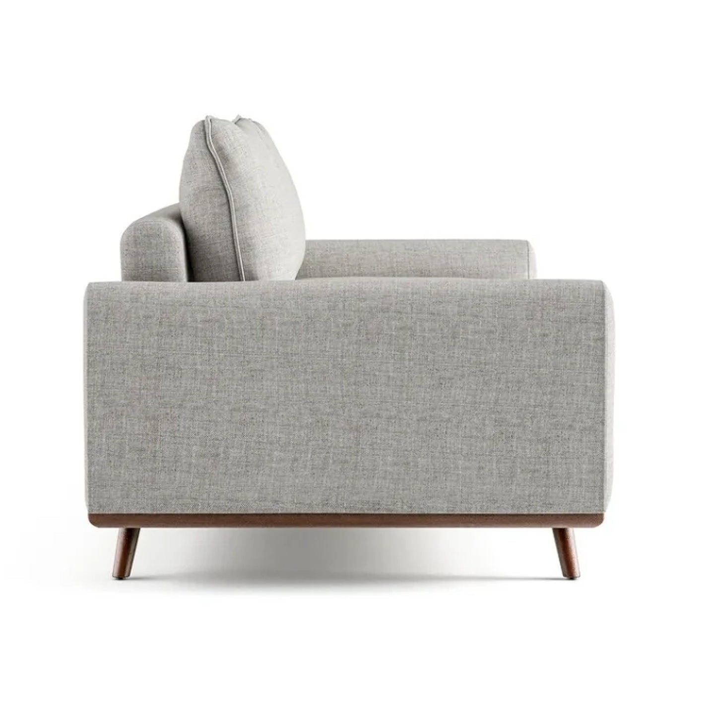 Yaana Sofa with Feather Blend Pillows, Dark Brown Wood, Gray 83 Inch
