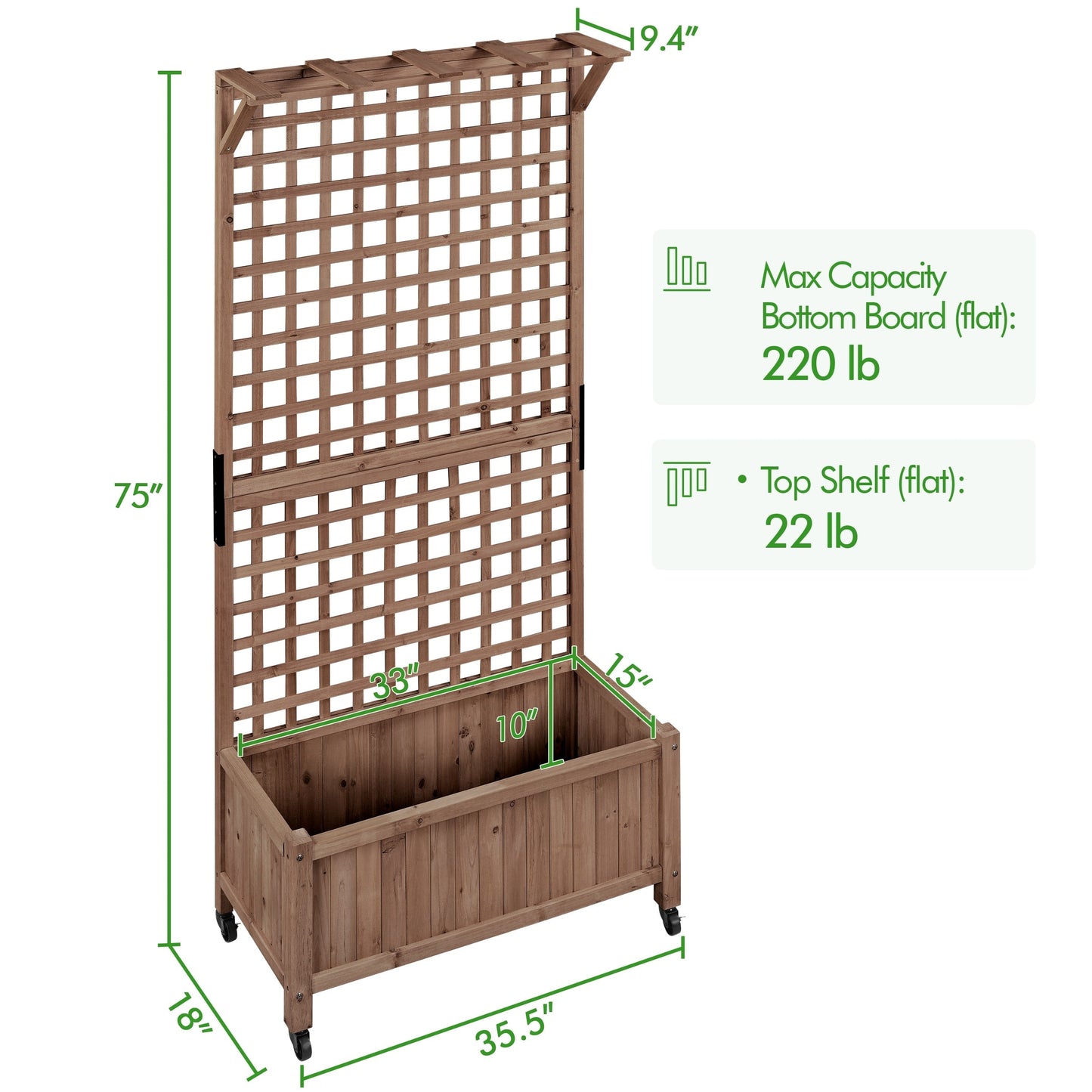 Yaheetech 72H Hochbeet aus Holz mit Spalier, freistehender Pflanzkasten für Garten und Hof