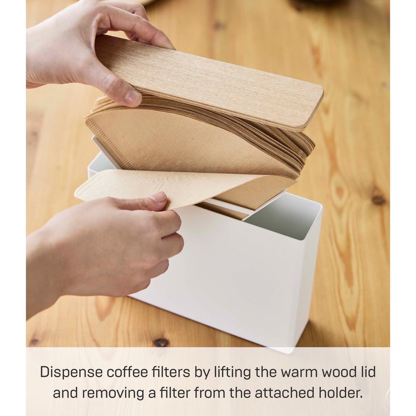Yamazaki Home Kaffeefilteretui – Größe 04, Stahl und Holz, 04 Kaffeefilter, Deckel – L 2,05 x B 8,27 x H 6,1 Zoll