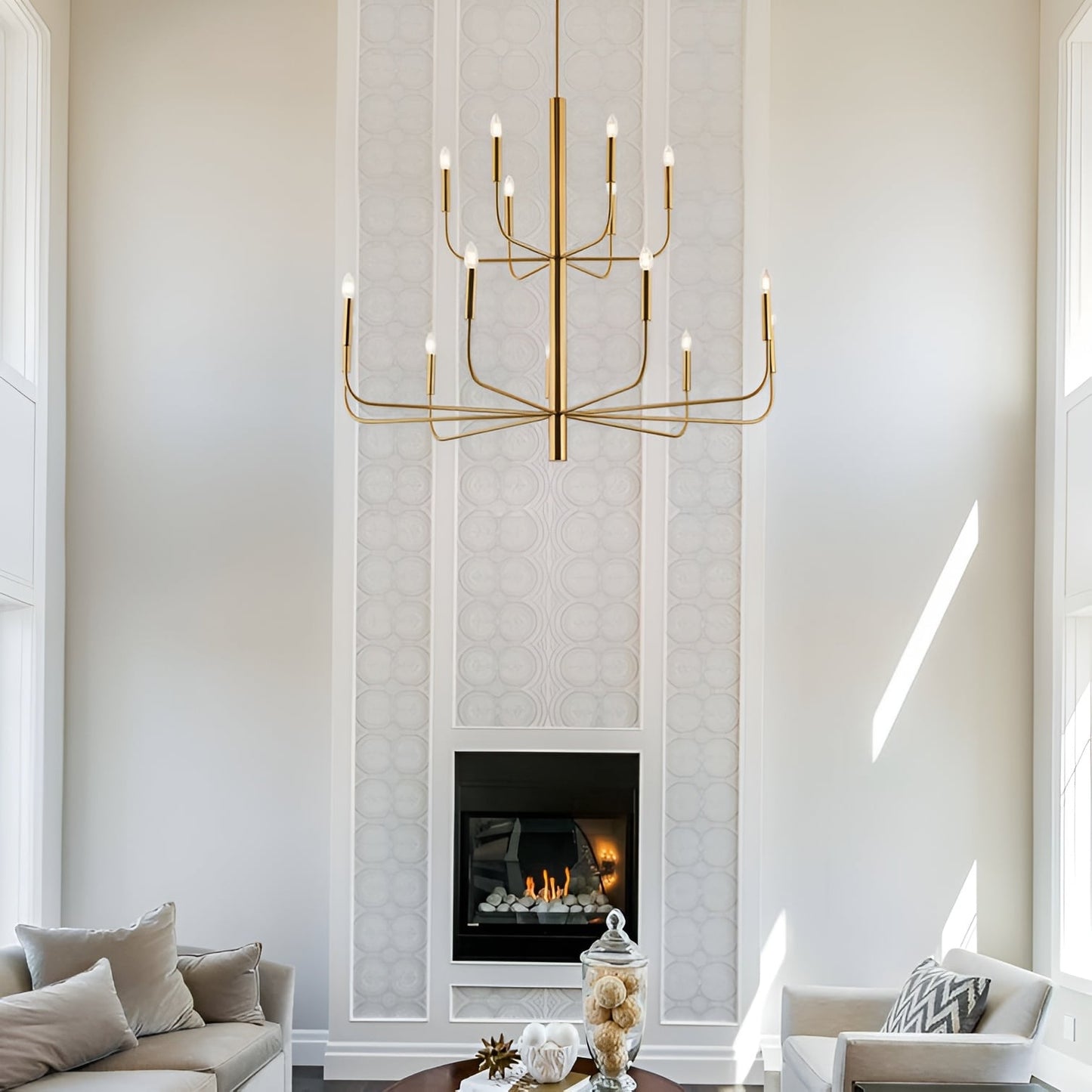 Minimalistischer Kerzenleuchter mit 15 Lichtern, 2-stufiges antikes Design – 48