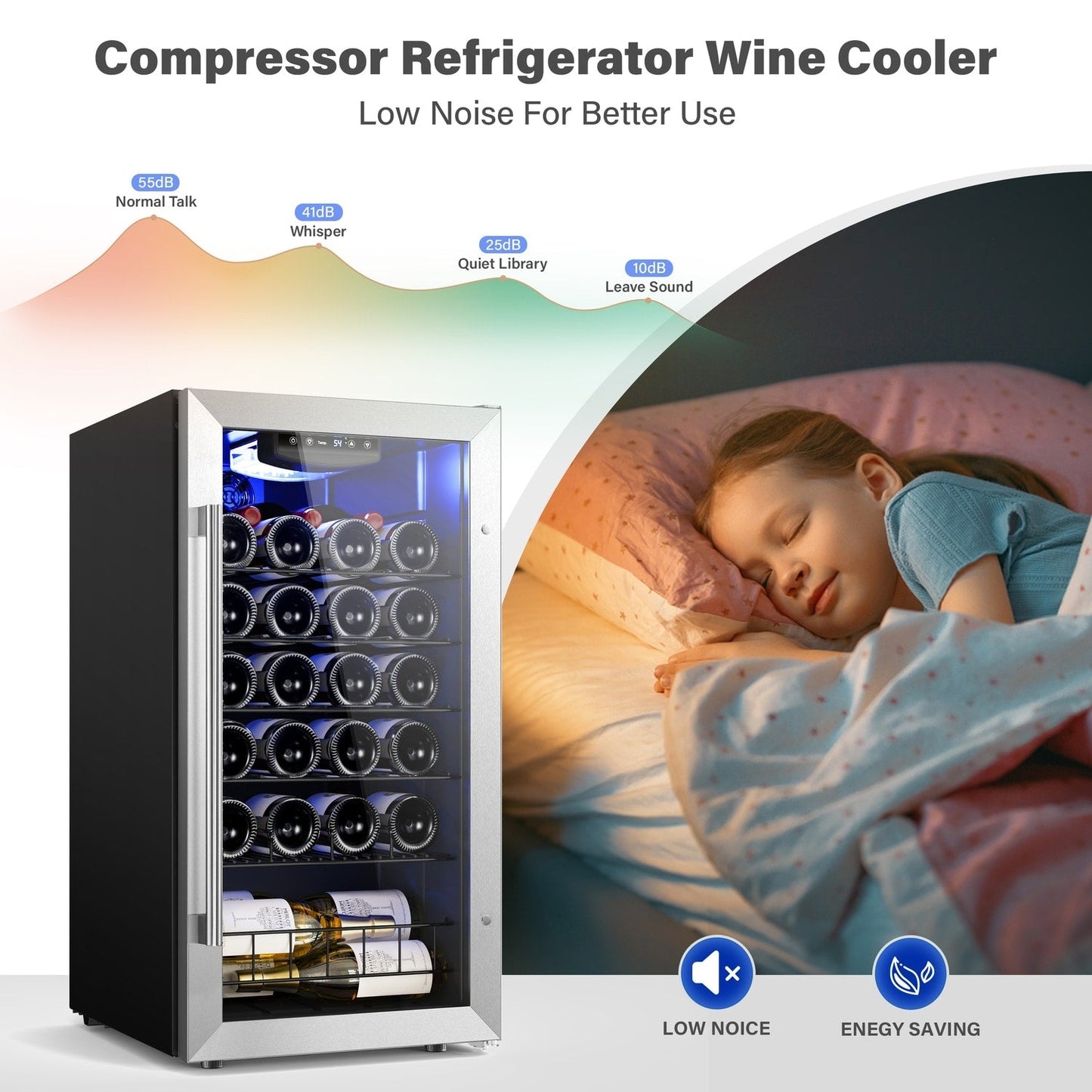 Yeego 17 Zoll Einzelzone 27-Flaschen freistehender Weinkühler Mini-Kühlschrank - 16,9 Zoll