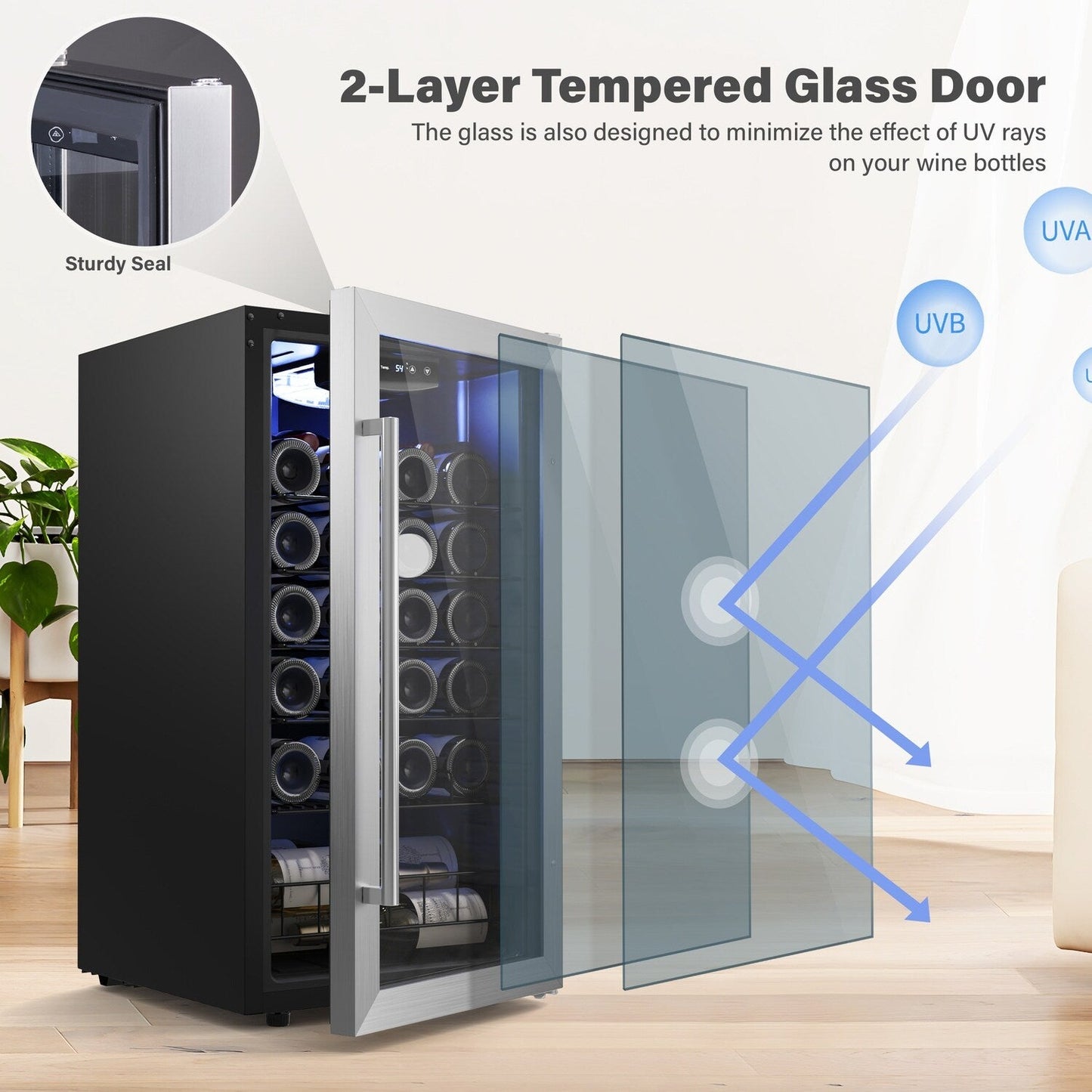 Yeego 17 Zoll Einzelzone 27-Flaschen freistehender Weinkühler Mini-Kühlschrank - 16,9 Zoll