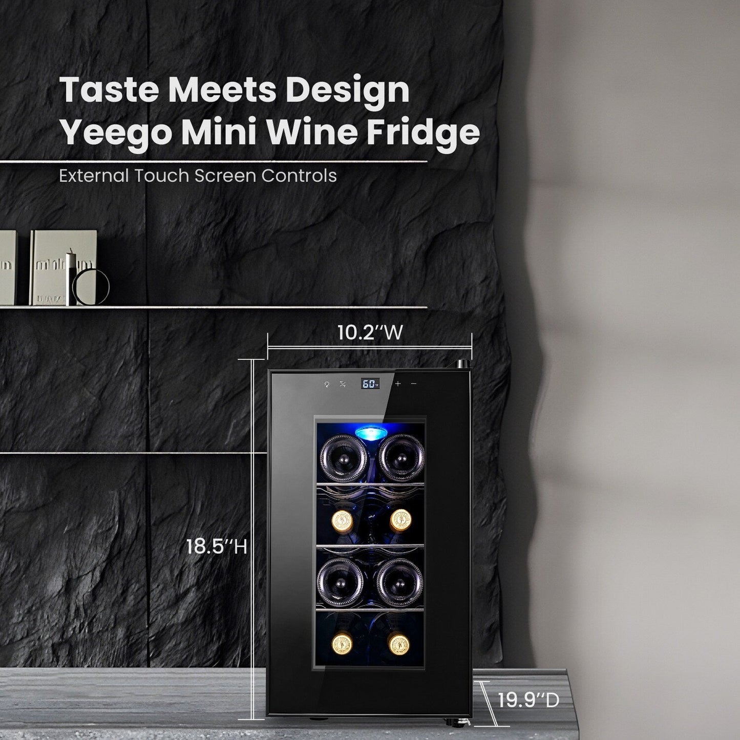 Yeego 8-Flaschen-Weinkühlschrank, Mini-Kühler