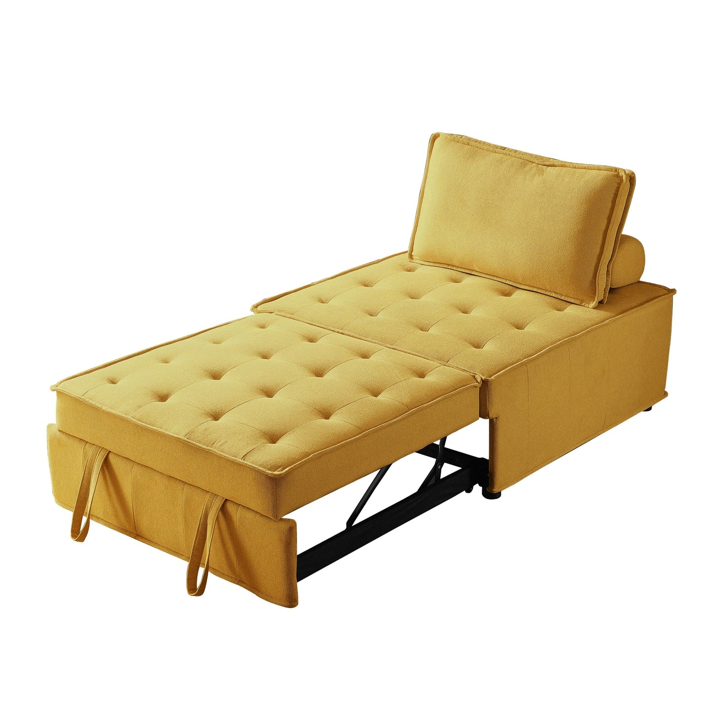 Gelbes 39 Einzel-Mehrzweck-Ottoman-Ausziehsofa mit verstellbarer Rückenlehne und Kissen für das Wohnzimmer