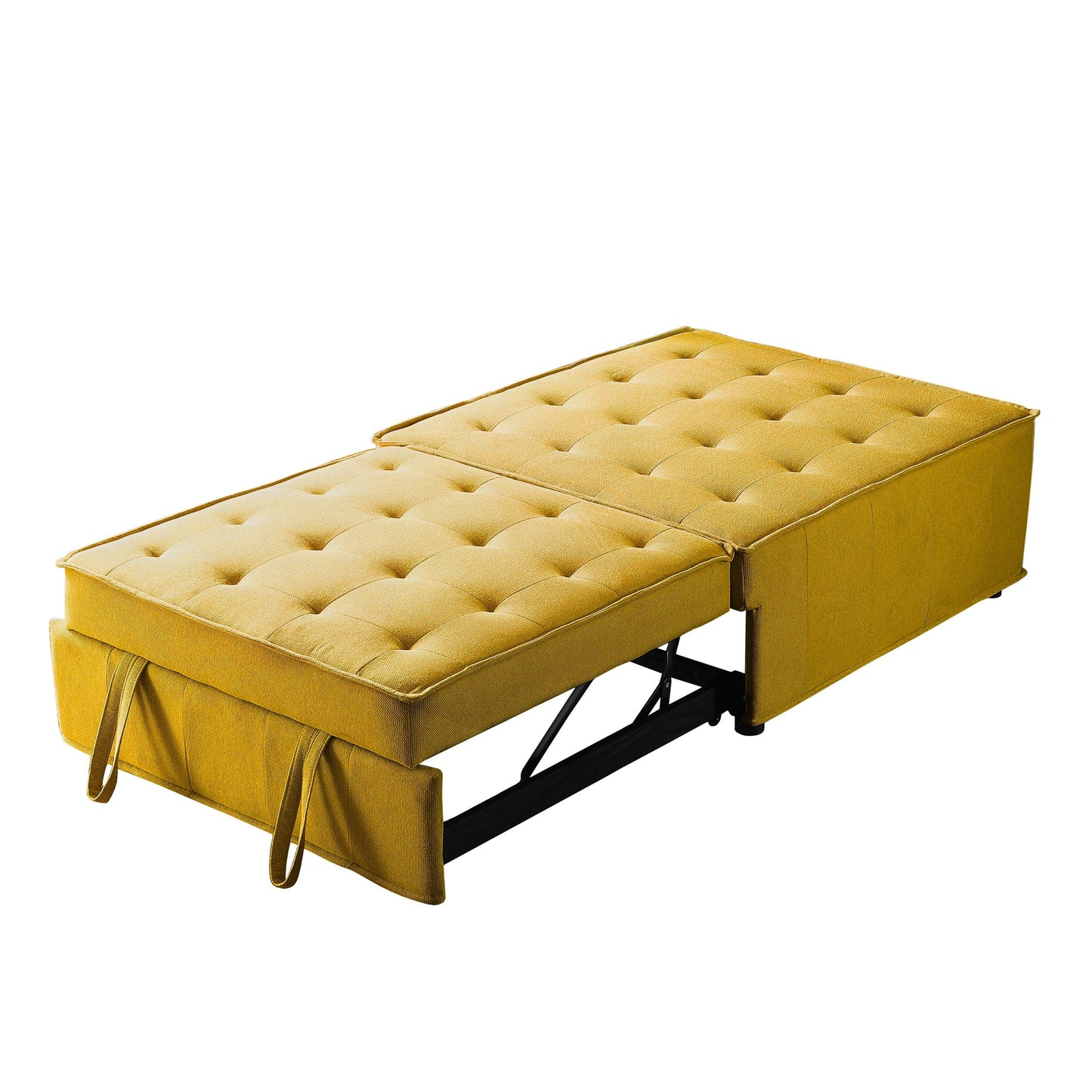 Gelbes 39 Einzel-Mehrzweck-Ottoman-Ausziehsofa mit verstellbarer Rückenlehne und Kissen für das Wohnzimmer