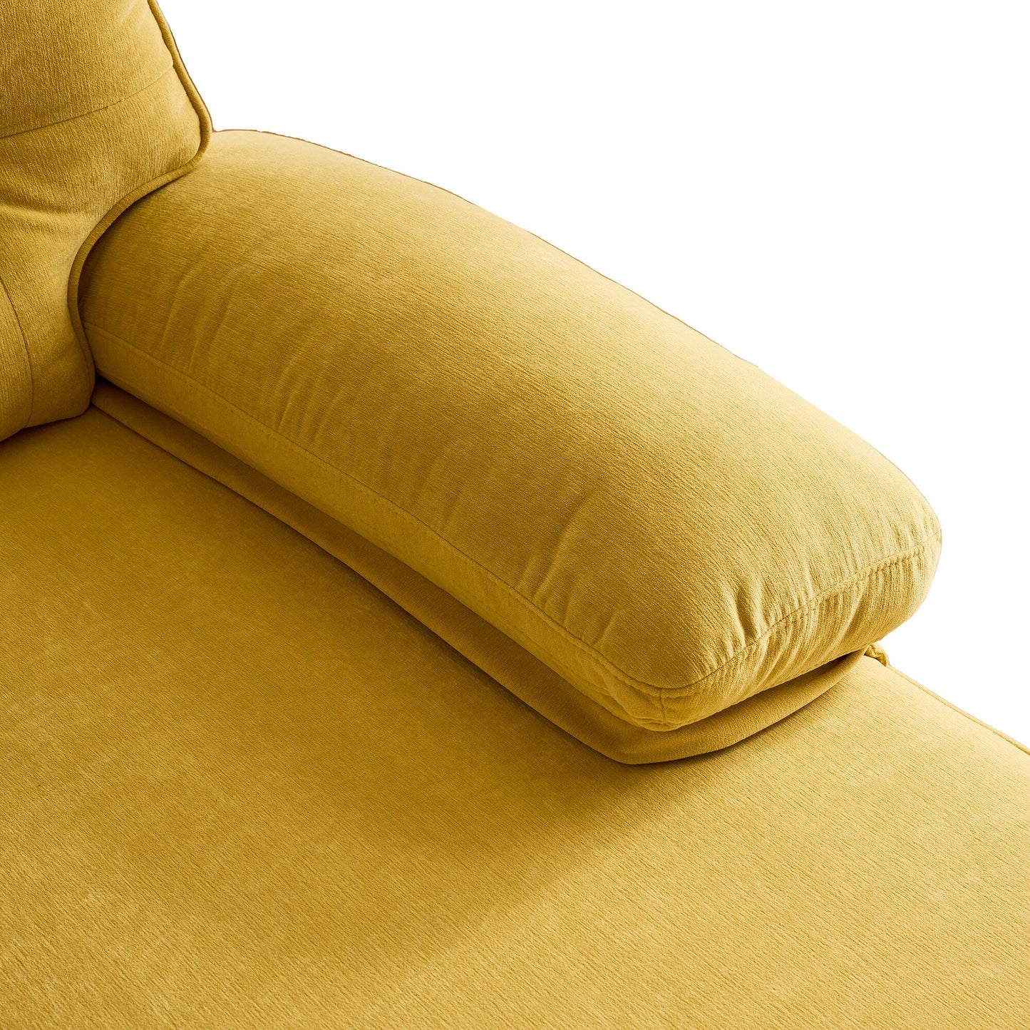 Yellow 83'' Velvet L-Shaped 3 Seater Sectional Sofa Couch, with Loose Backrest and Armrests, Soft Foam Cushions, Metal Legs