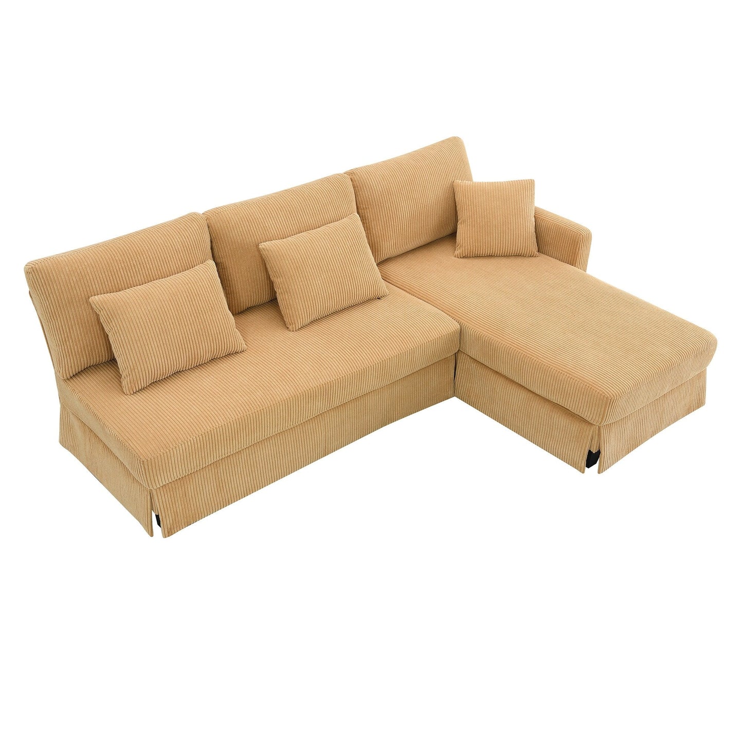 Yellow 87 L-förmiges 3-Sitzer-Sofa mit wendbarer Chaiselongue und 3 Kissen, platzsparendes Design für das Wohnzimmer