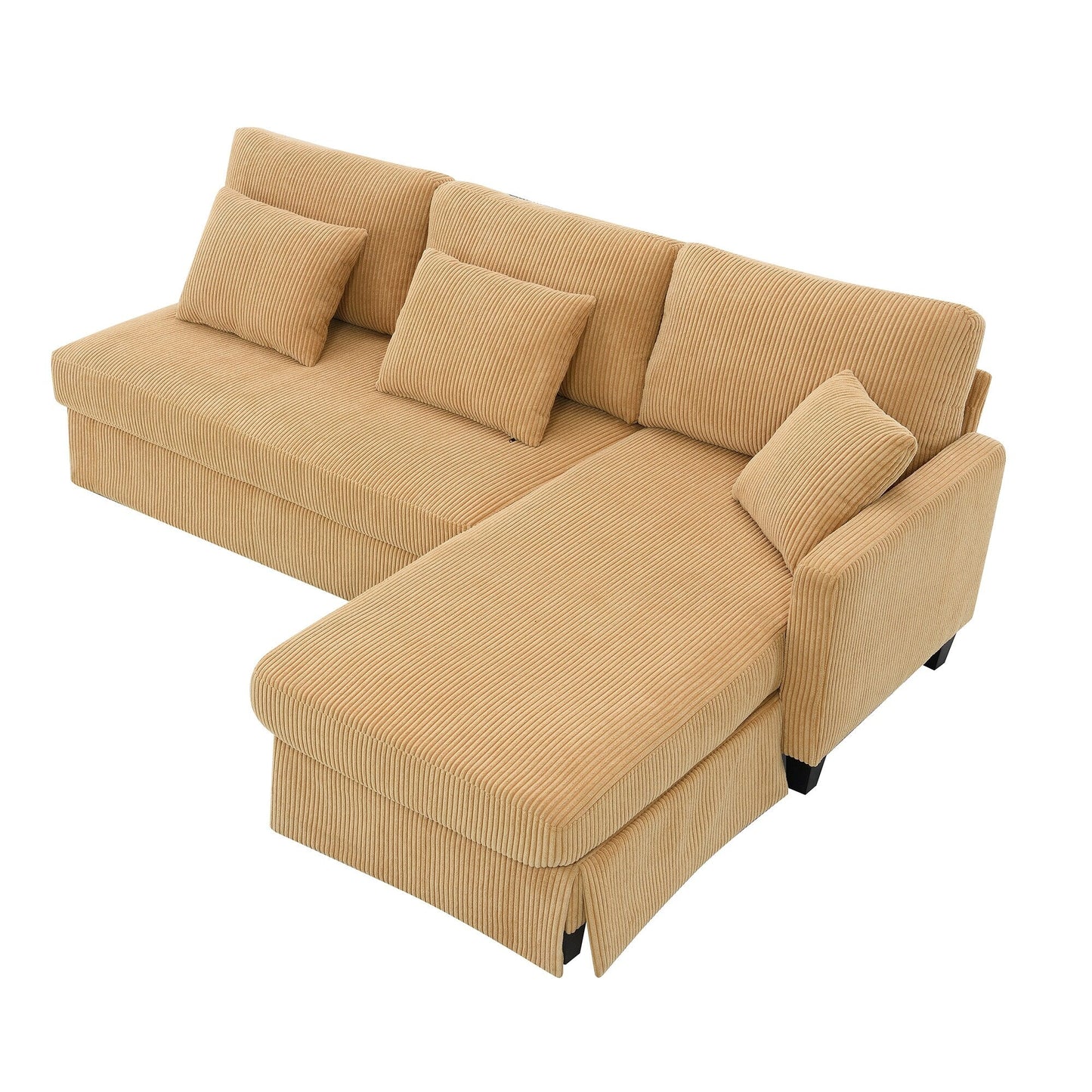 Yellow 87 L-förmiges 3-Sitzer-Sofa mit wendbarer Chaiselongue und 3 Kissen, platzsparendes Design für das Wohnzimmer