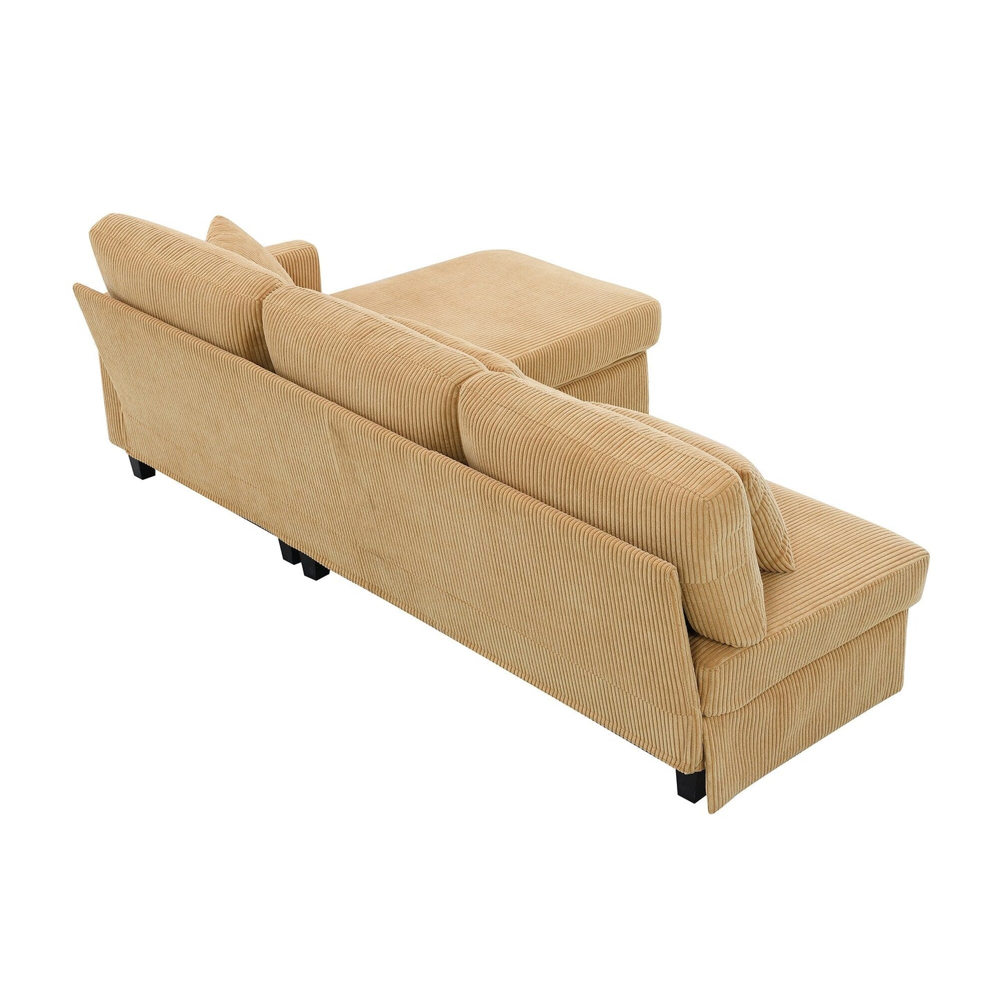 Yellow 87 L-förmiges 3-Sitzer-Sofa mit wendbarer Chaiselongue und 3 Kissen, platzsparendes Design für das Wohnzimmer