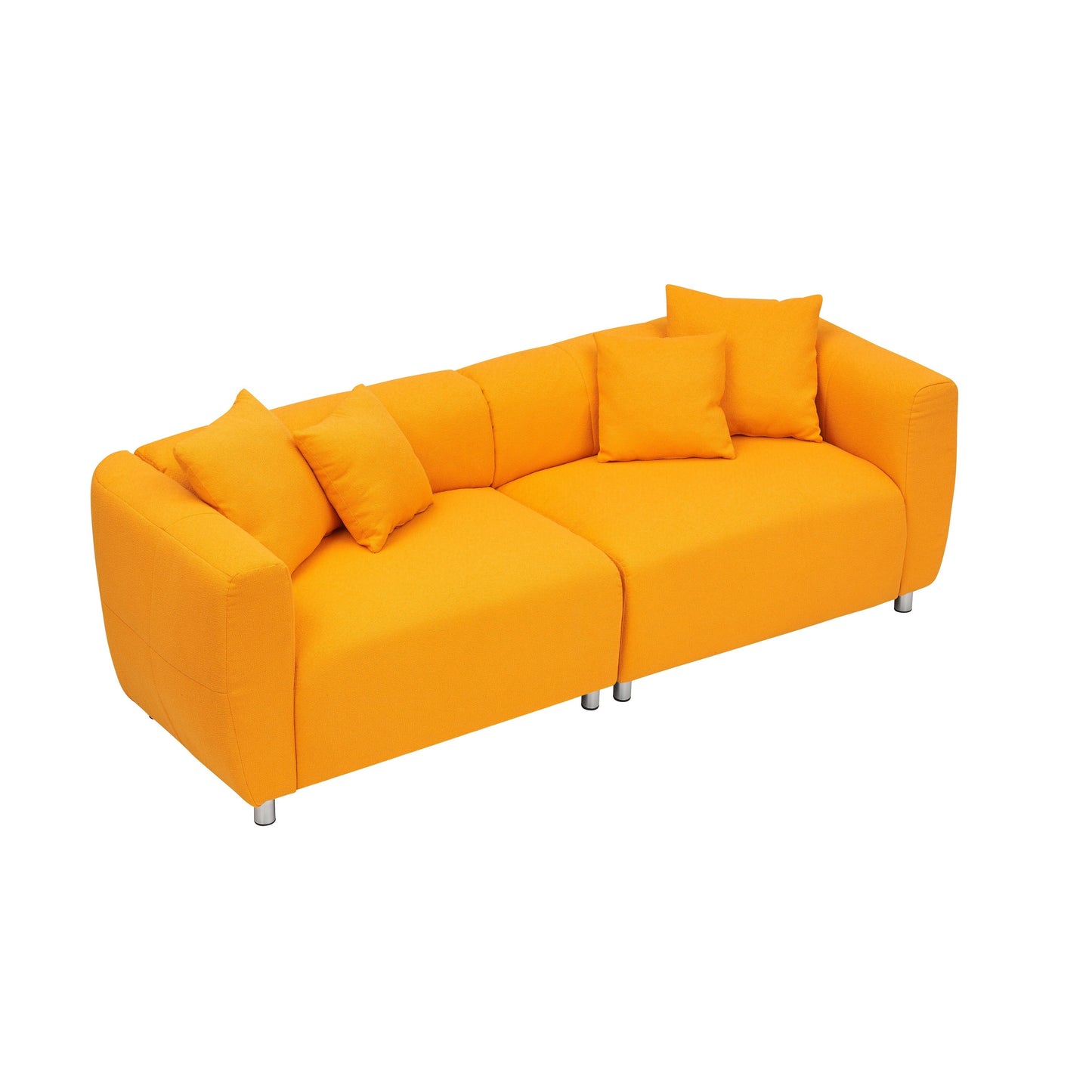 Yellow 89 Cotton Linen 3-seater Sofa with Metal Legs and Solid Wood Frame for Living Room